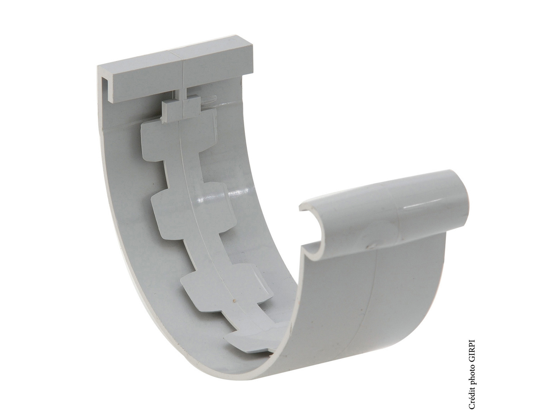 Jonction de gouttière demi-ronde à coller D25 Gris