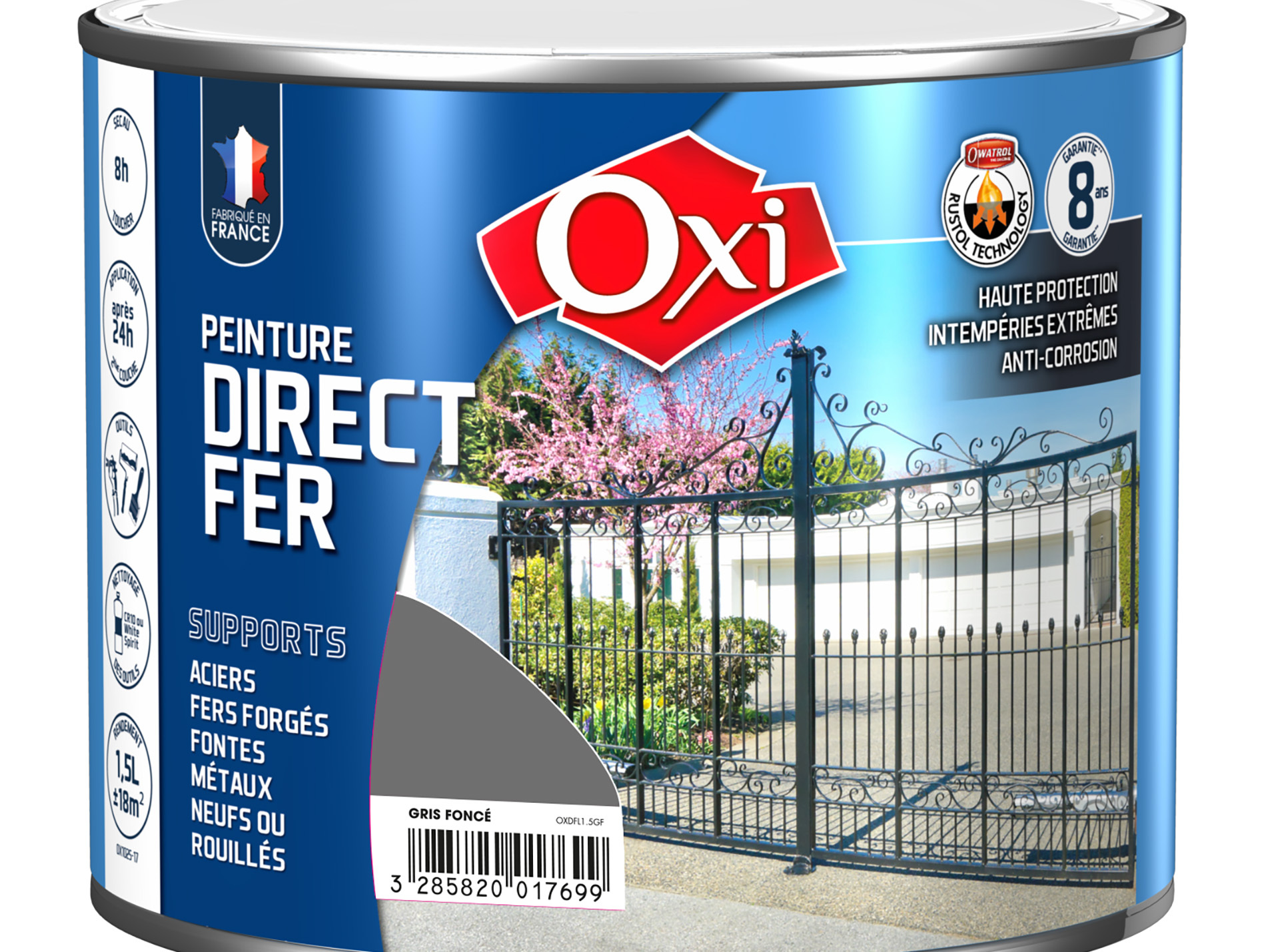 Peinture antirouille lisse OXYTOL Direct Fer Gris foncé 1,5L