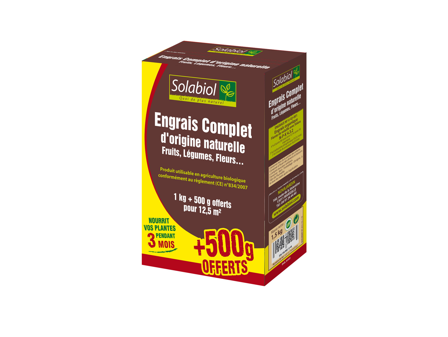 Engrais naturel complet SOLABIOL 1kg + 500g