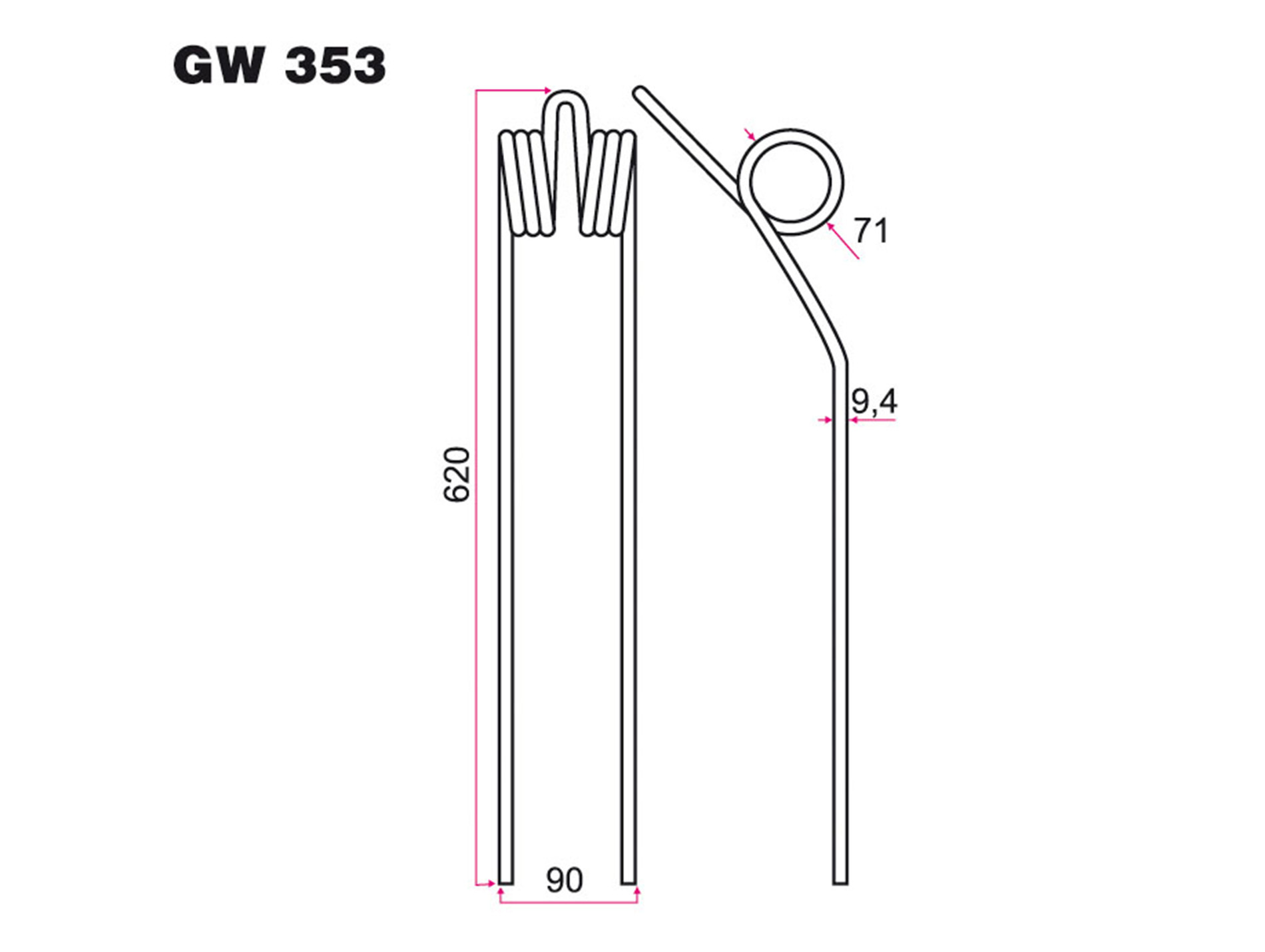 Dent andaineur KUHN adaptable gw353
