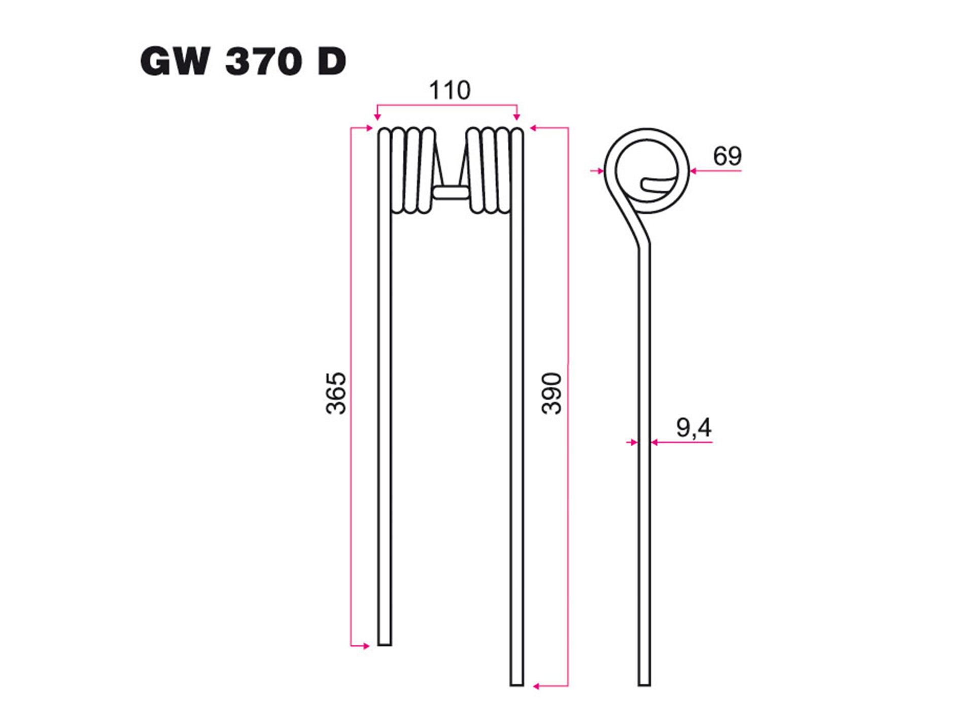 Dent faneur KUHN droit adaptable gw370