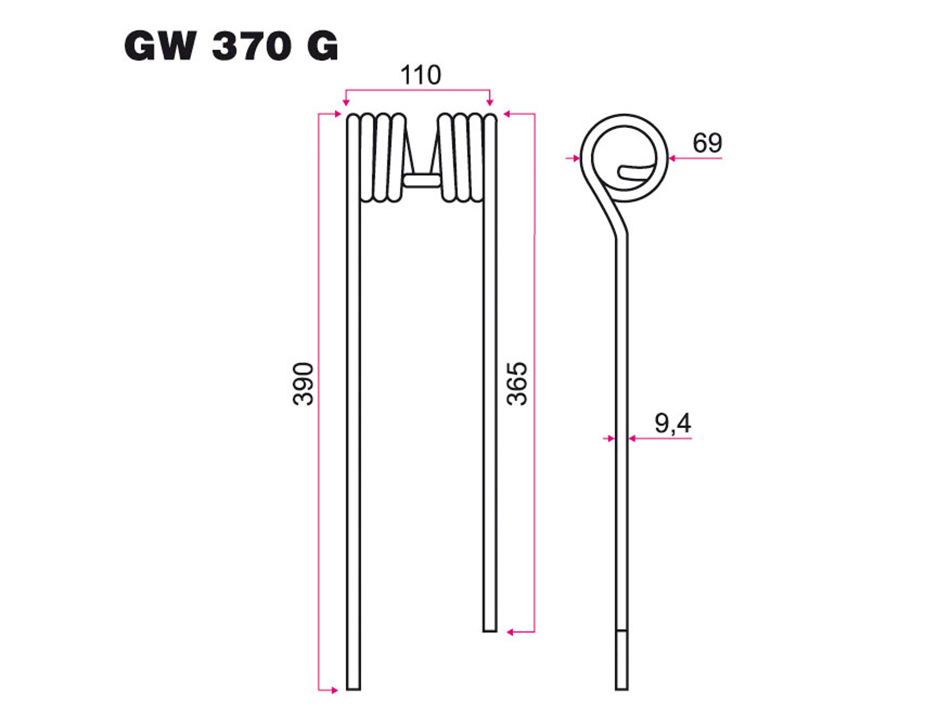 Dent faneur KUHN gauche adaptable gw370
