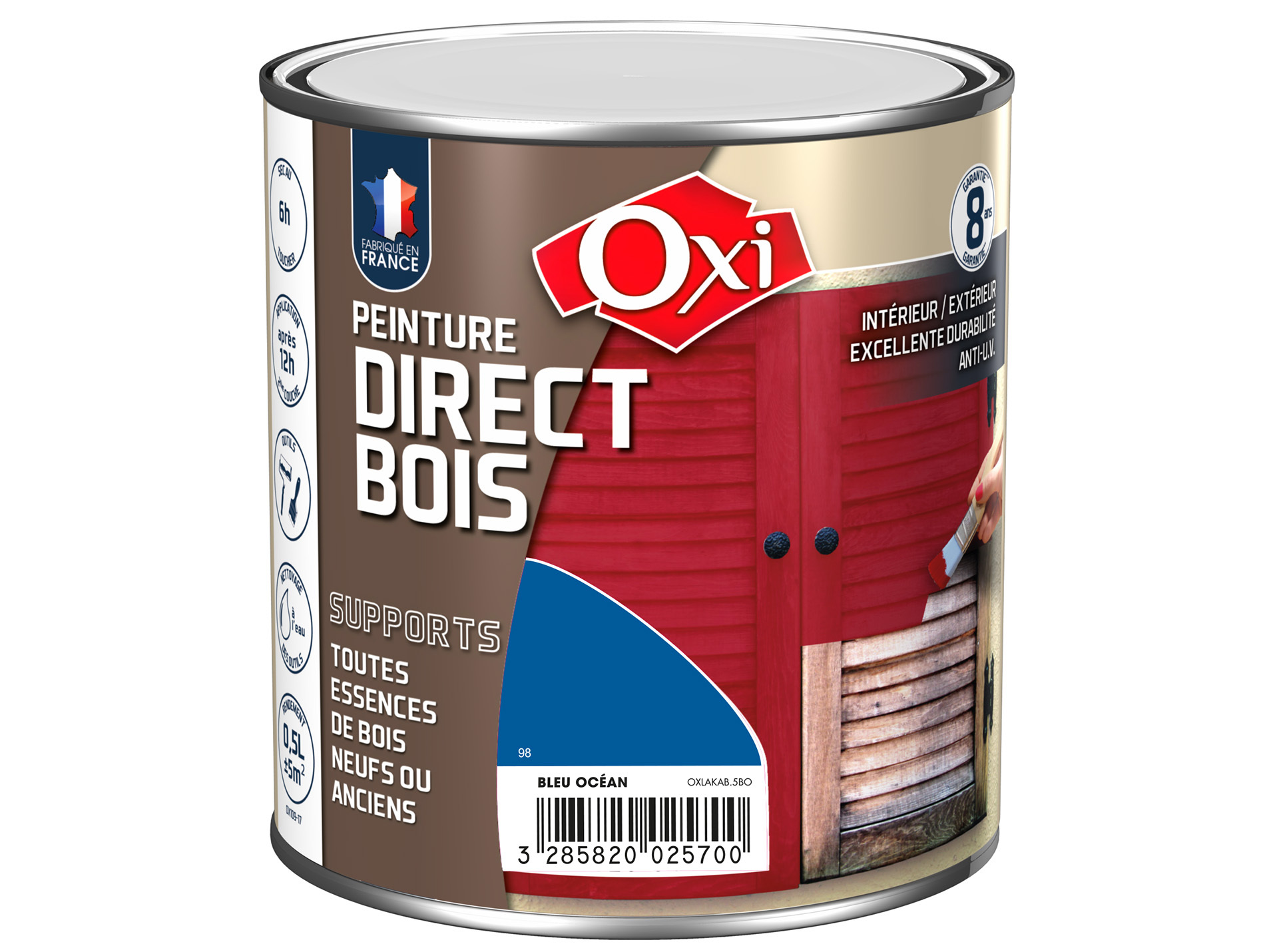 Peinture bois extérieur OXYTOL Bleu océan 500ml