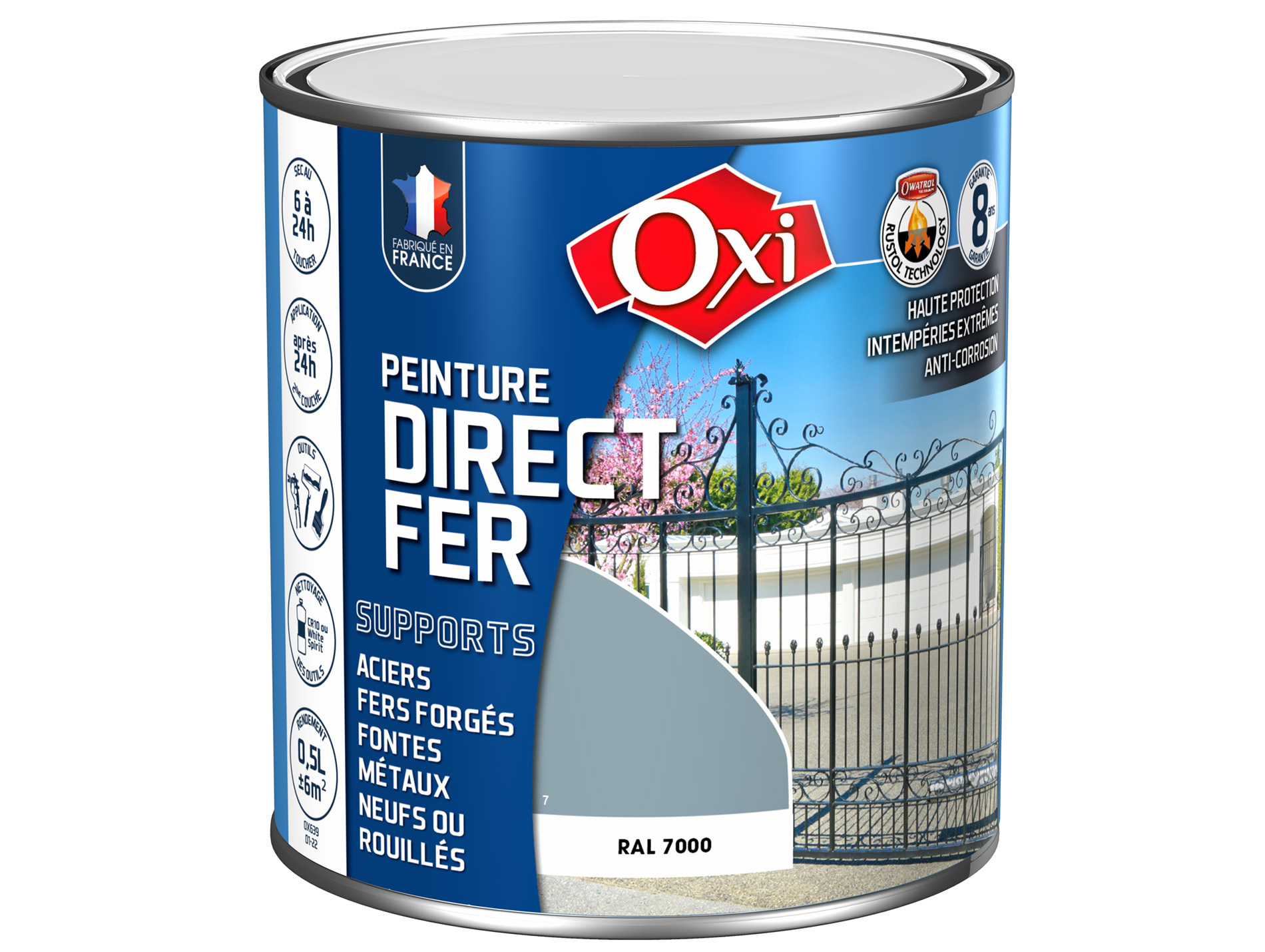 Peinture antirouille lisse OXYTOL Direct Fer gris foncé 500ml