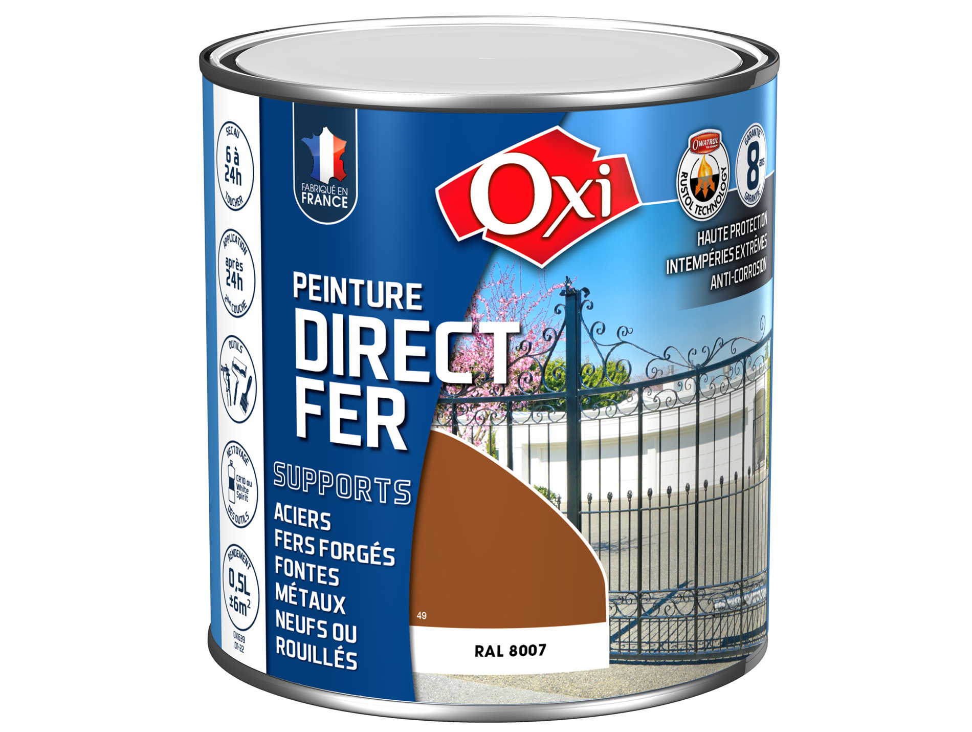 Peinture antirouille lisse OXYTOL Direct Fer brun 500ml