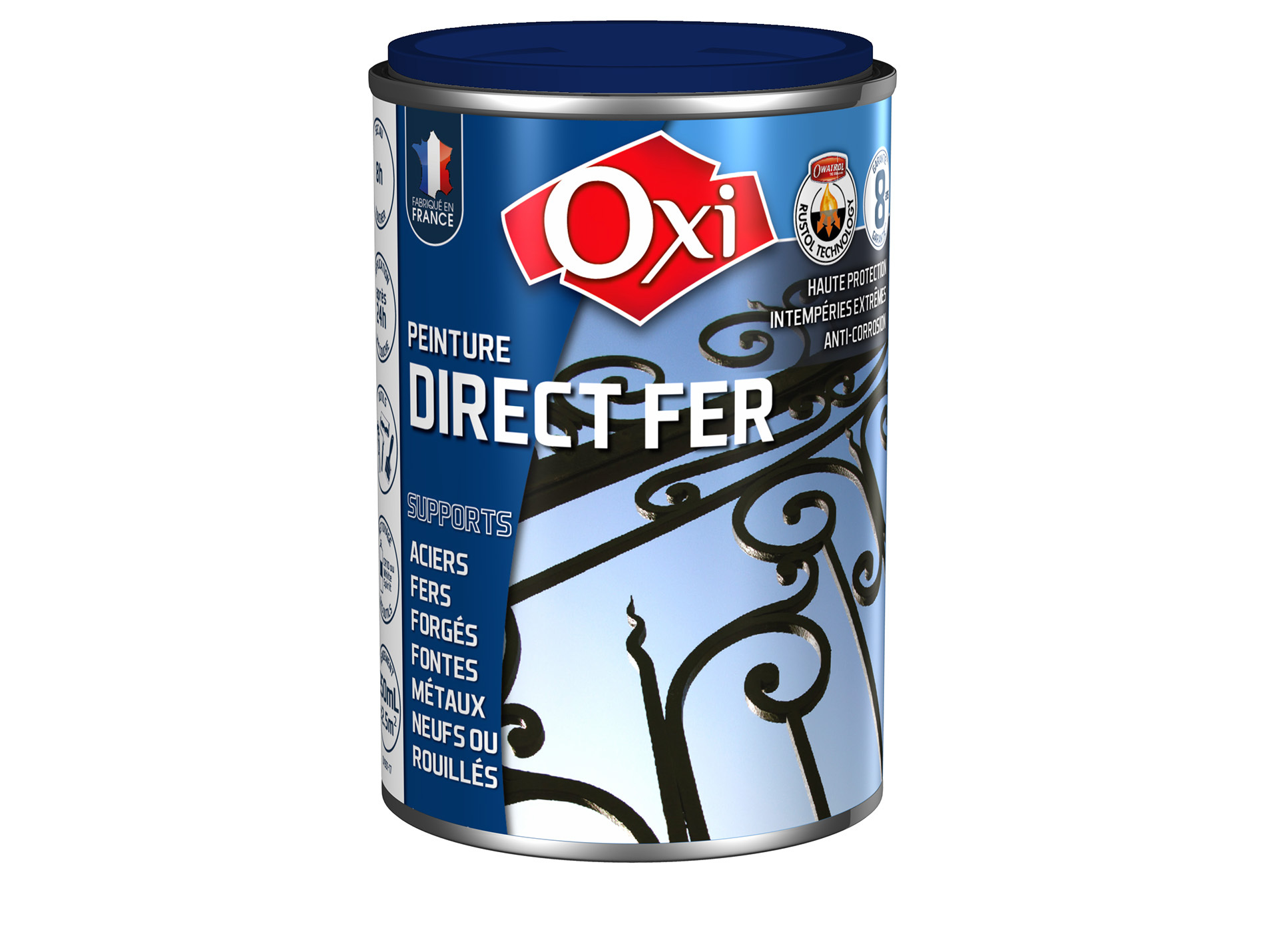 Peinture antirouille lisse OXYTOL Direct Fer bleu marine 250ml