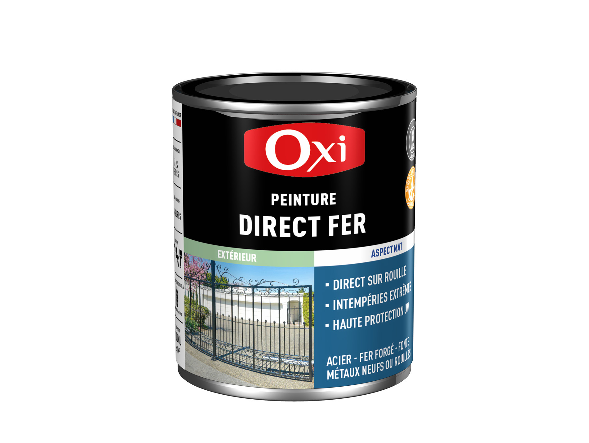 Peinture antirouille lisse OXYTOL Direct Fer noir mat 100ml