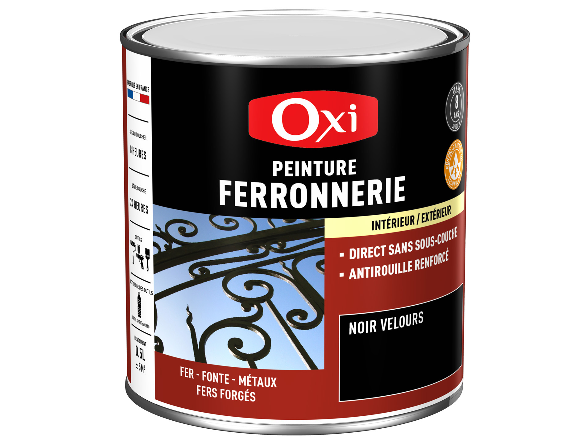 Peinture fer antirouille décorative noir velours 100ml