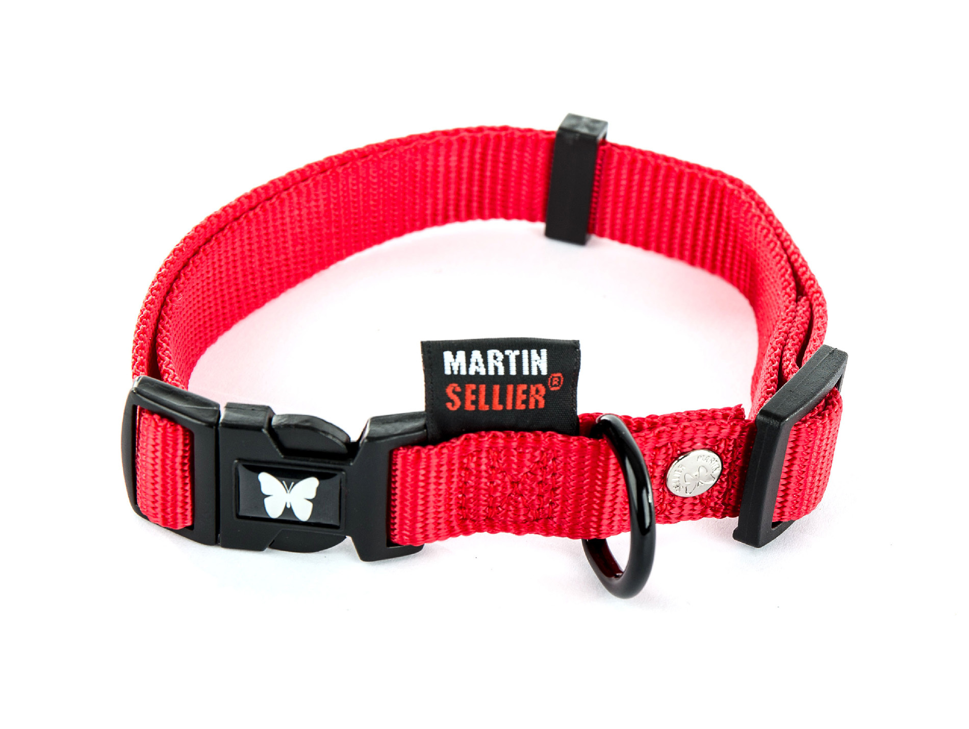 Collier en nylon réglable MARTIN SELLIER l.10mm L.30cm rouge