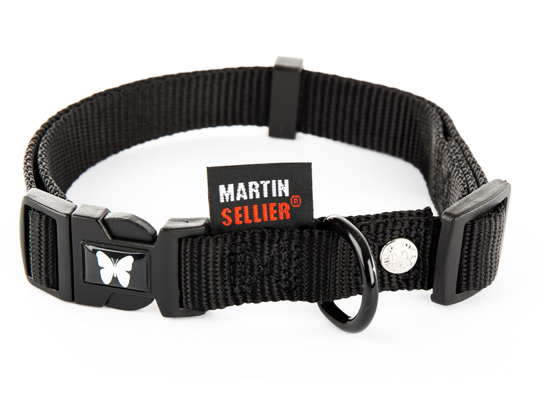 Collier en nylon réglable MARTIN SELLIER l.10mm L.30cm noir