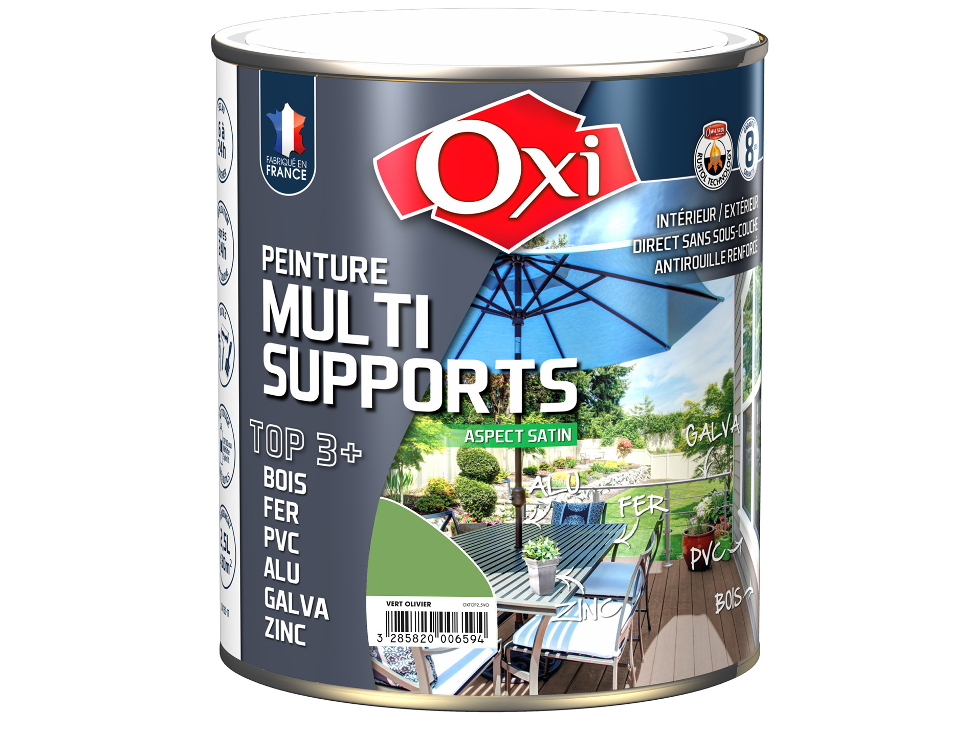 Peinture multi-supports Top3+ OXYTOL Vert Olivier 2,5L