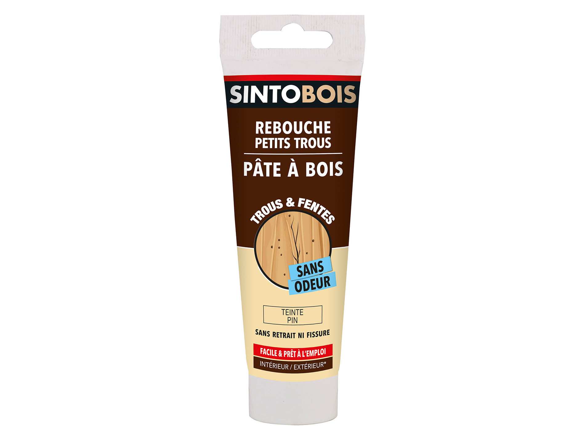 Pâte à bois à l'eau SINTOBOIS trous et fentes Pin 80g