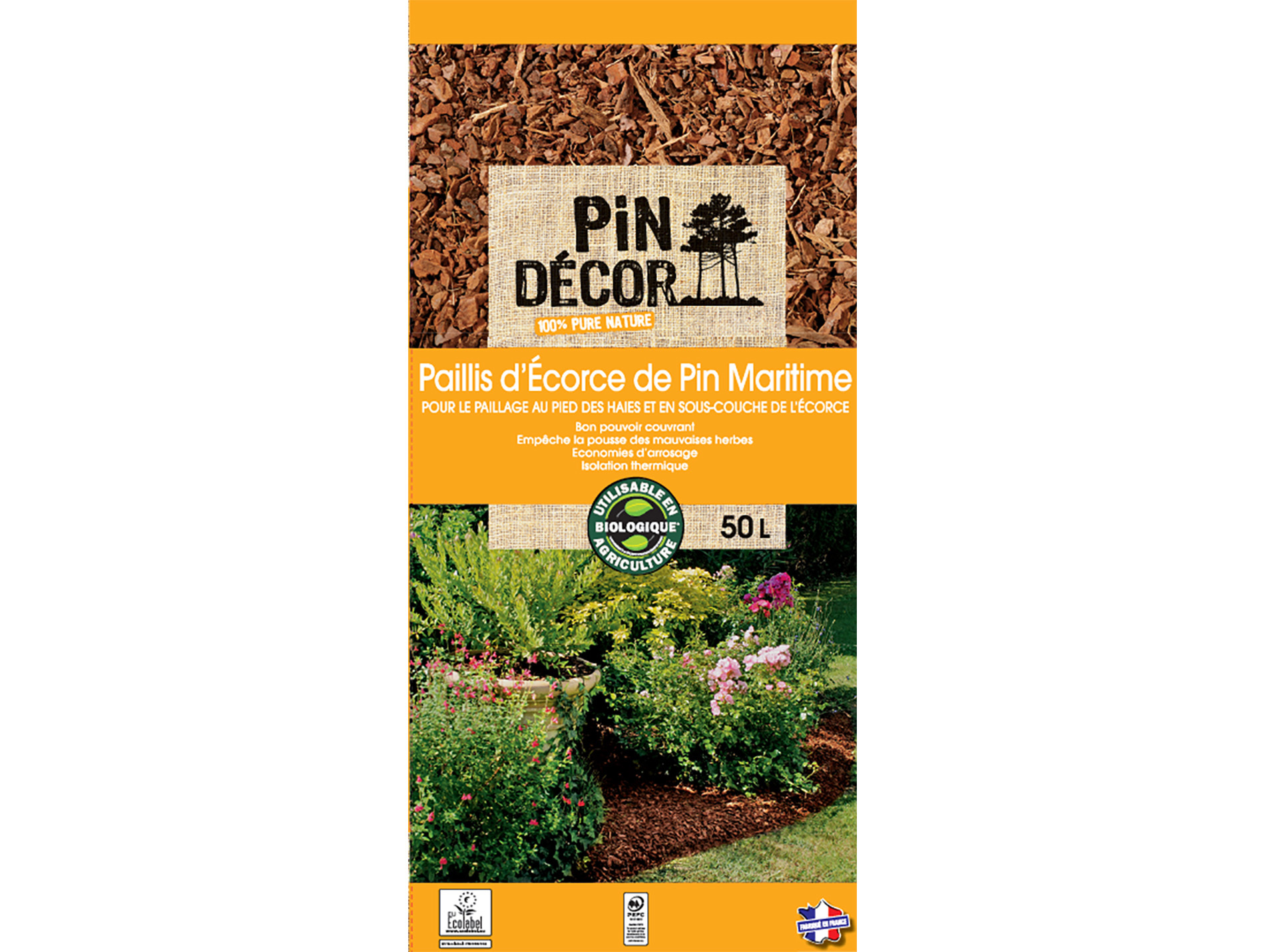 Paillis d'écorces PIN DECOR 10/40mm 50L