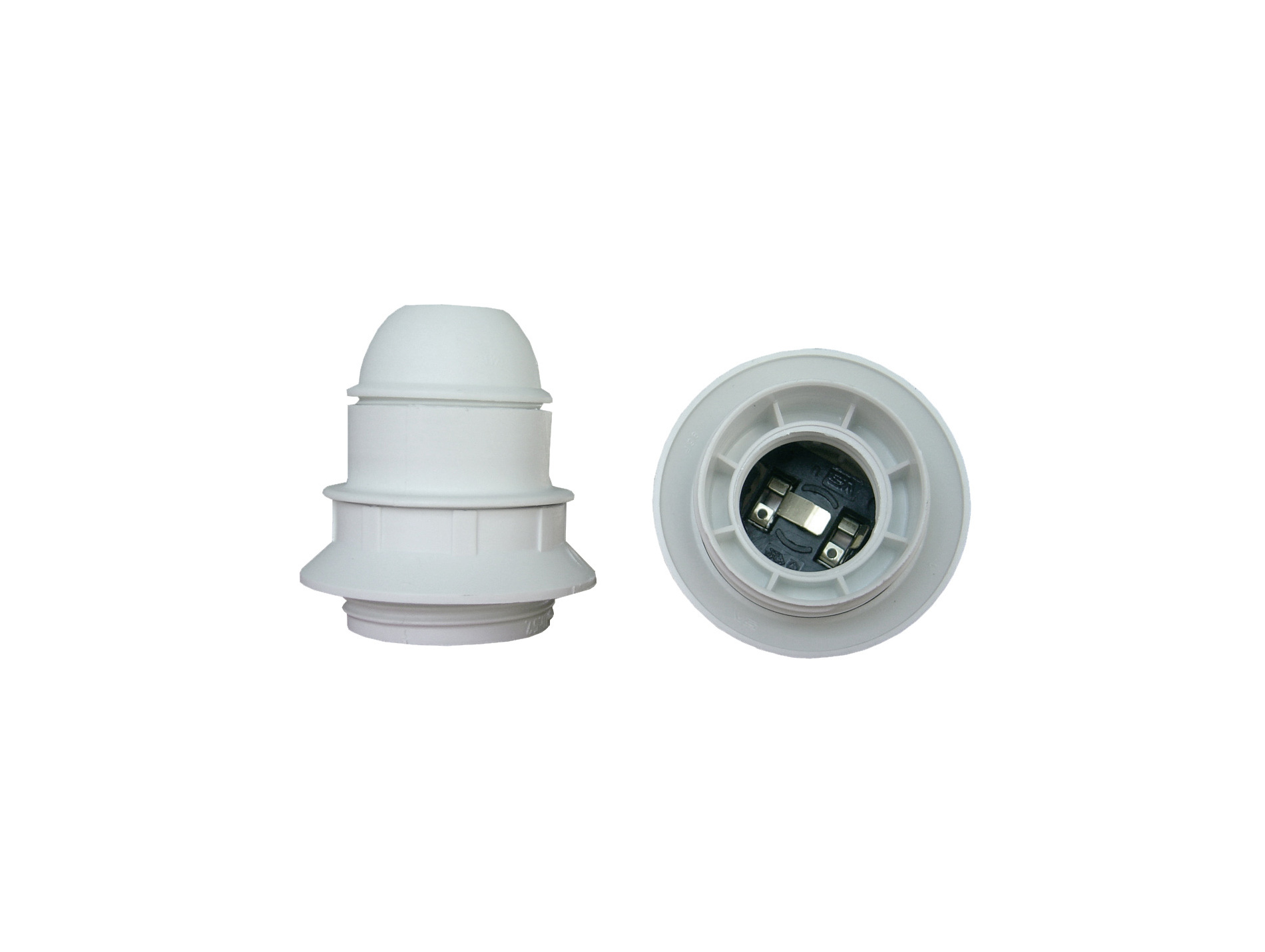 Douille E27 thermoplastique simple bague blanc