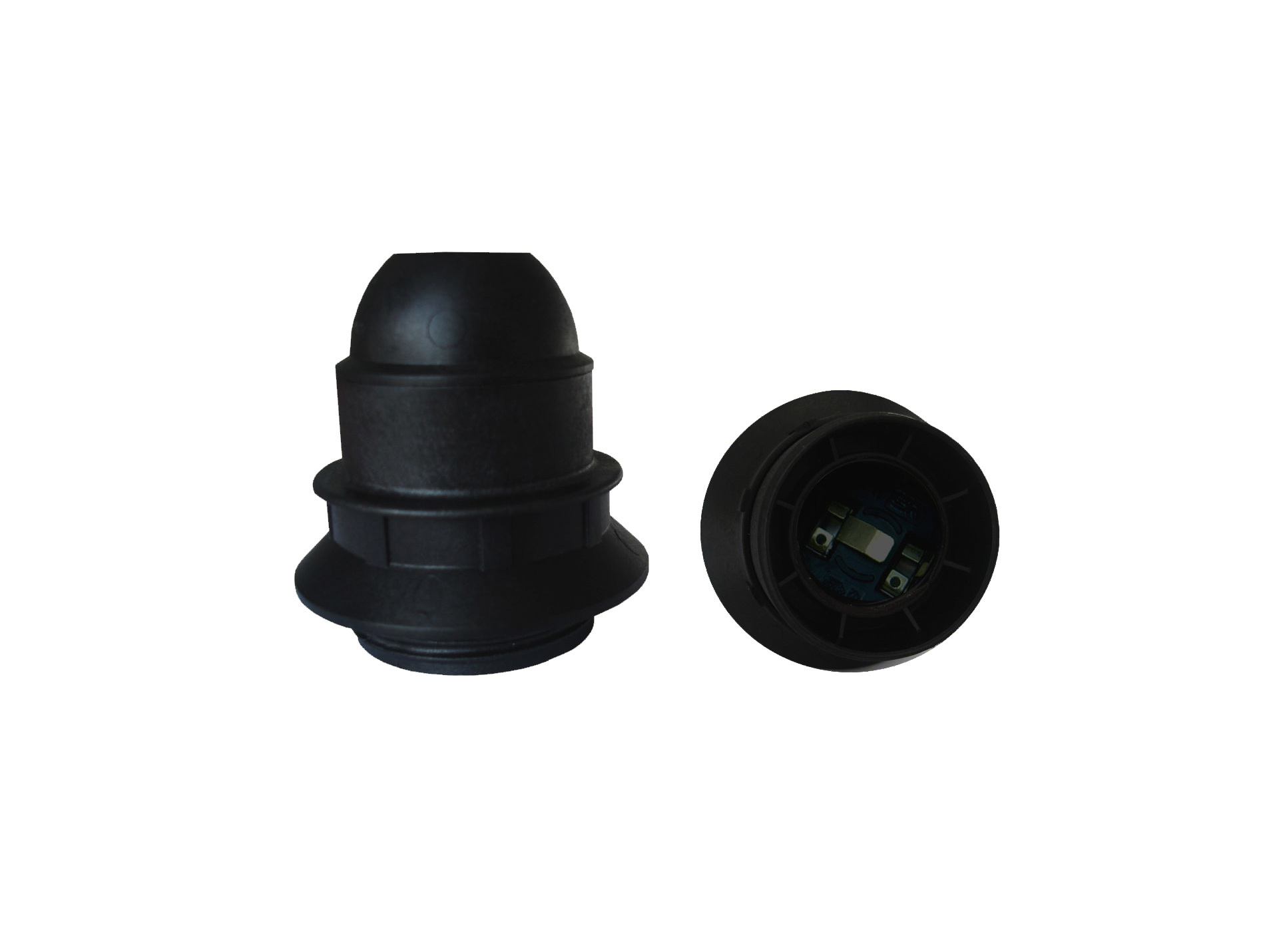 Douille E27 thermoplastique simple bague noire