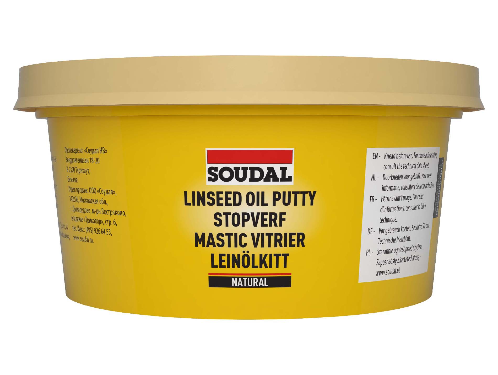 Mastic vitrier teinte naturel SOUDAL 500ml