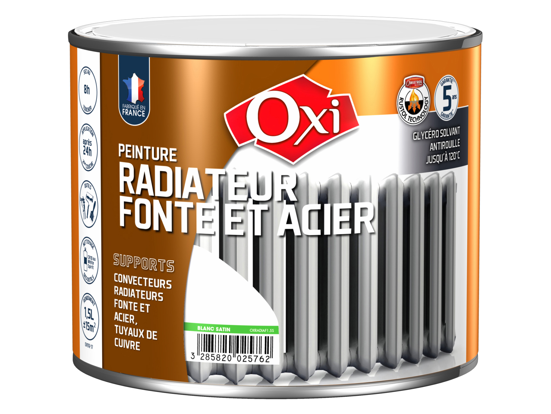 Peinture radiateur OXYTOL Haute temperature blanc satin 1,5L