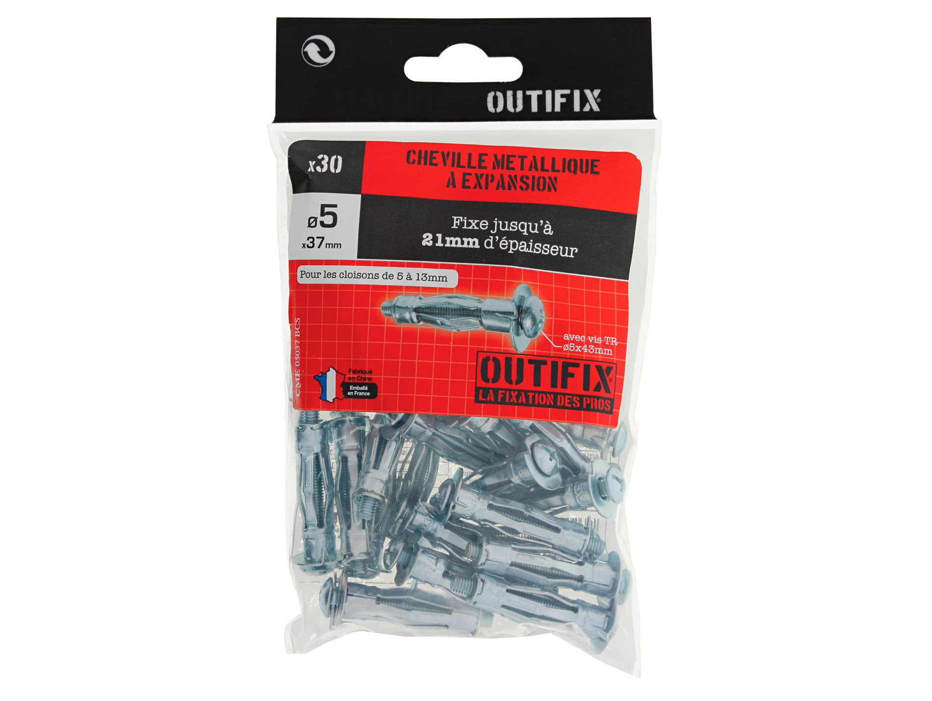 Chevilles à expansion CME Ø5 L37mm x30