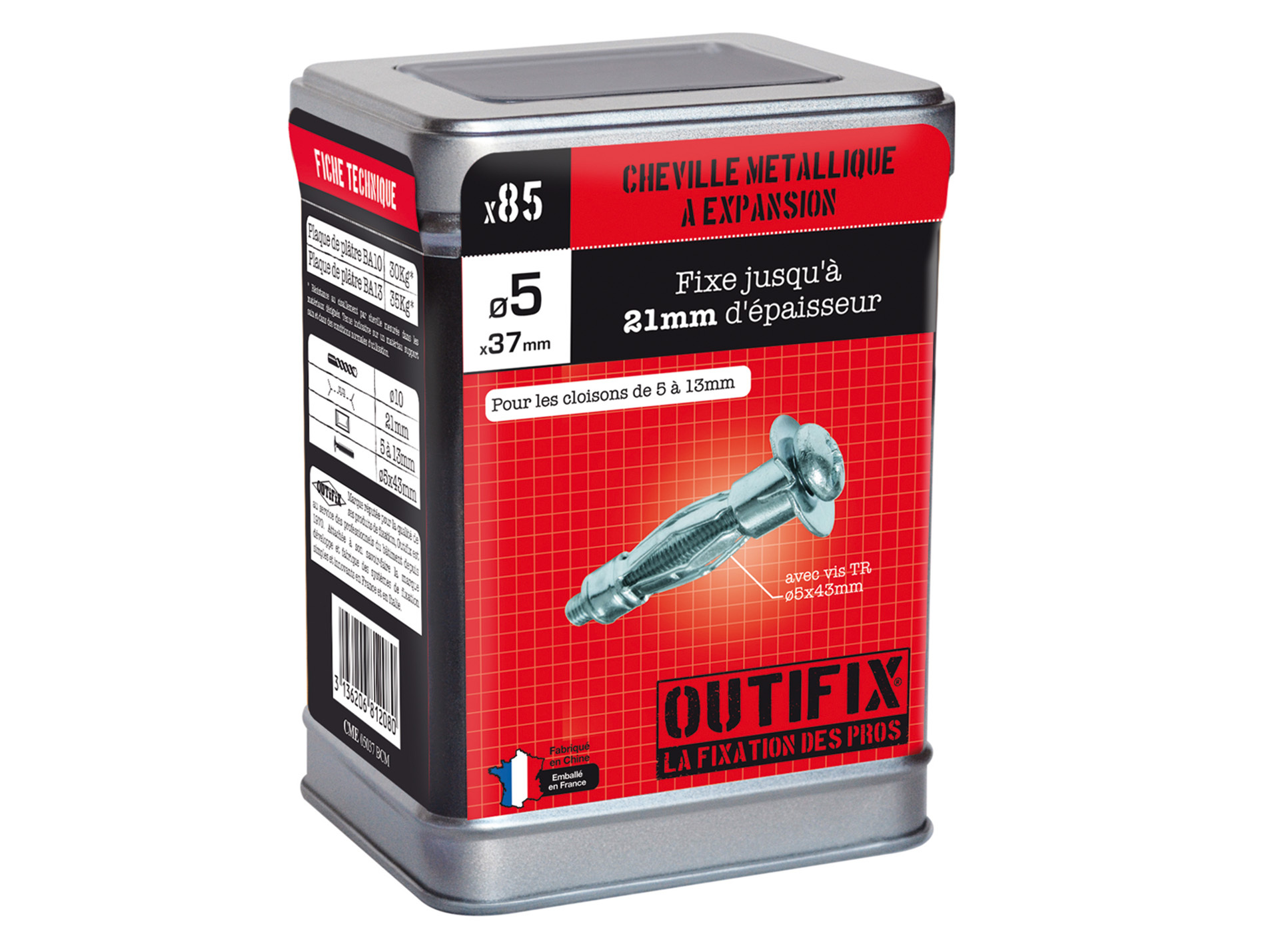 Chevilles à expansion CME Ø5 L37mm x85