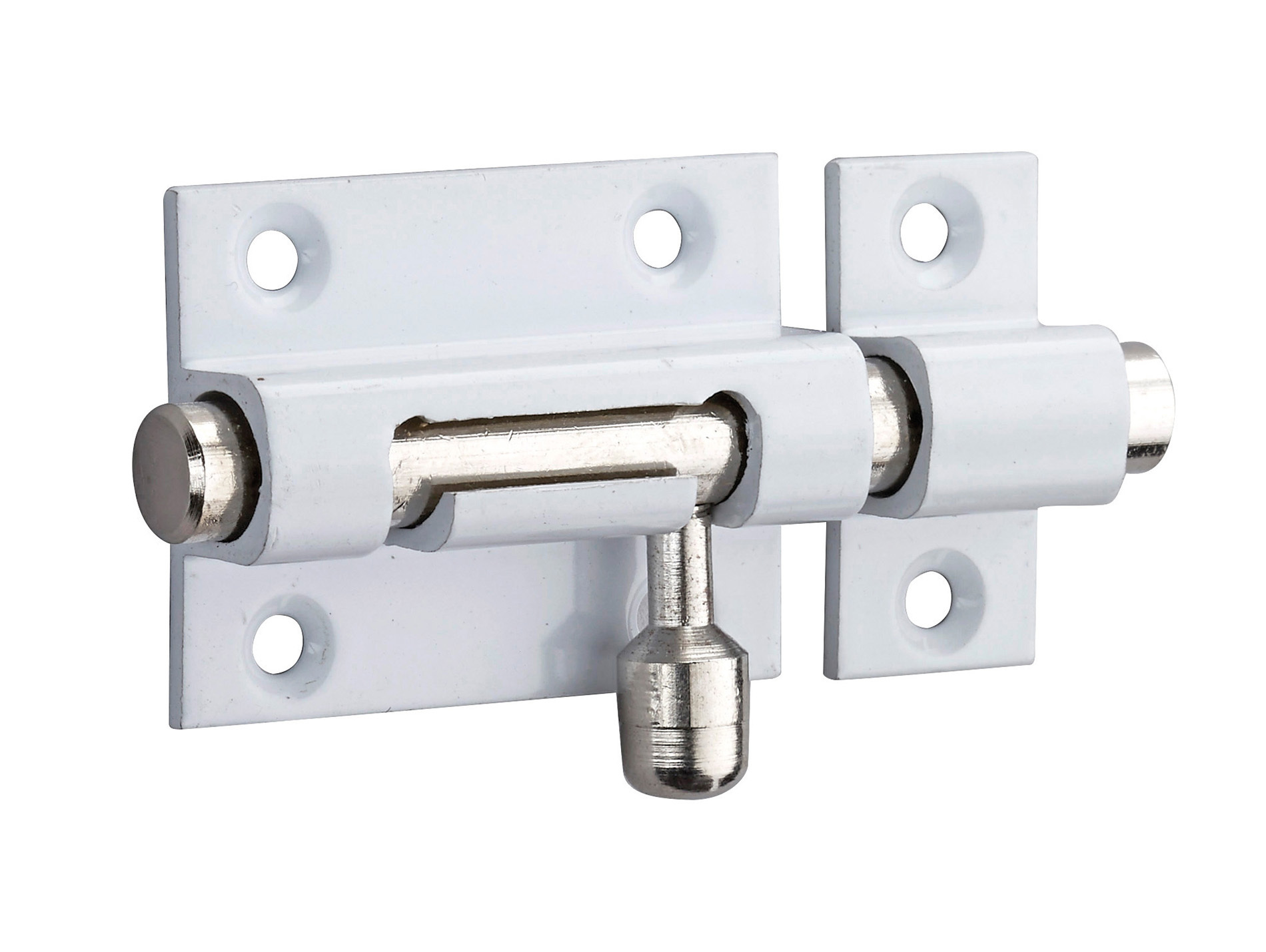 Targette pêne rond laiton blanc 40mm