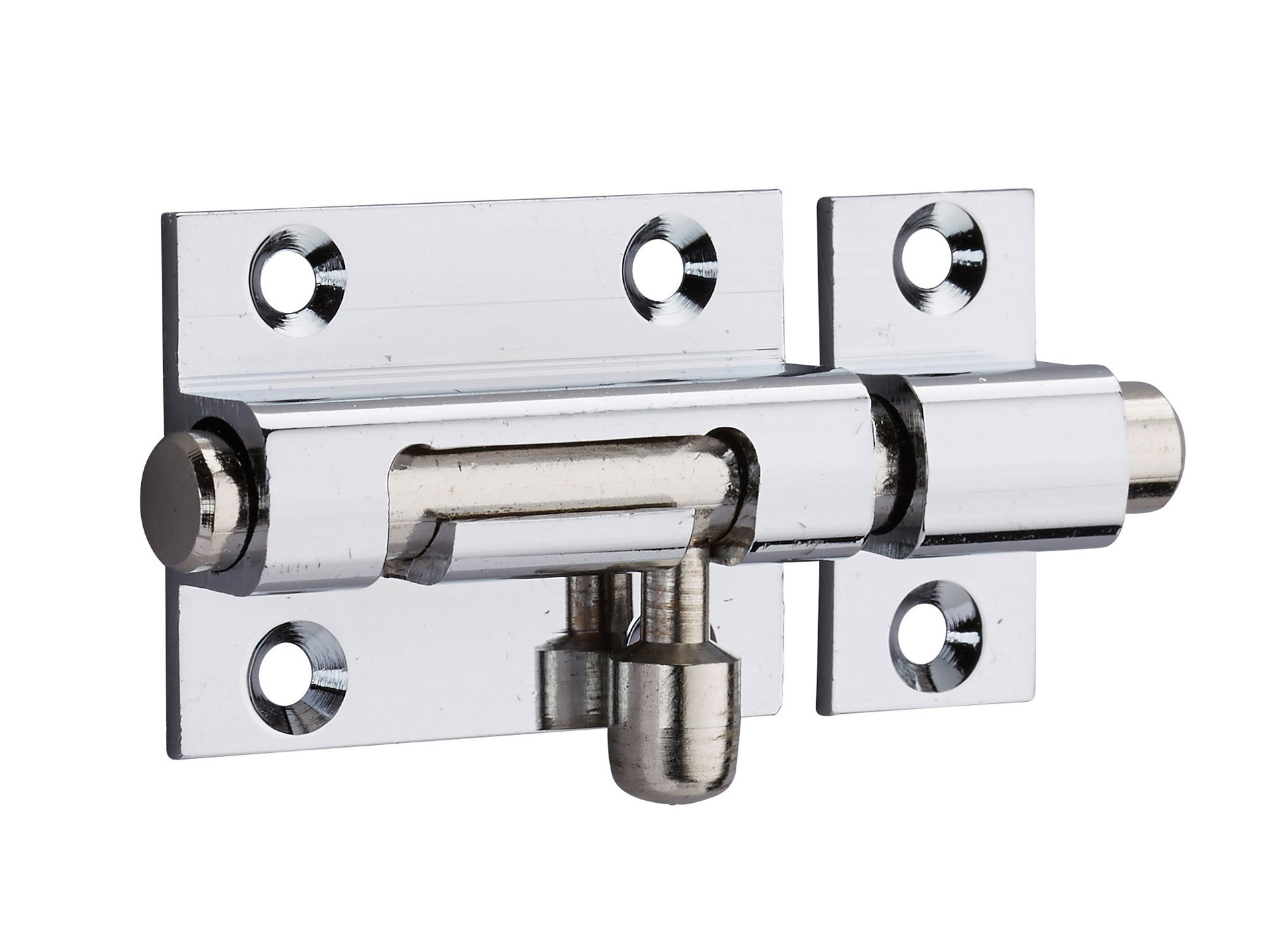 Targette pêne rond laiton chromé 40mm