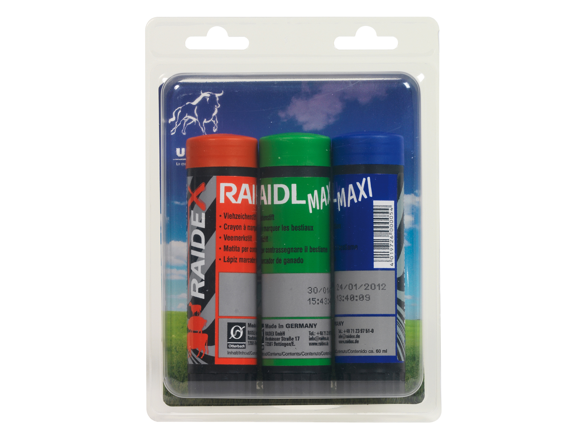 Crayon marqueur RAIDEX rouge bleu vert x3
