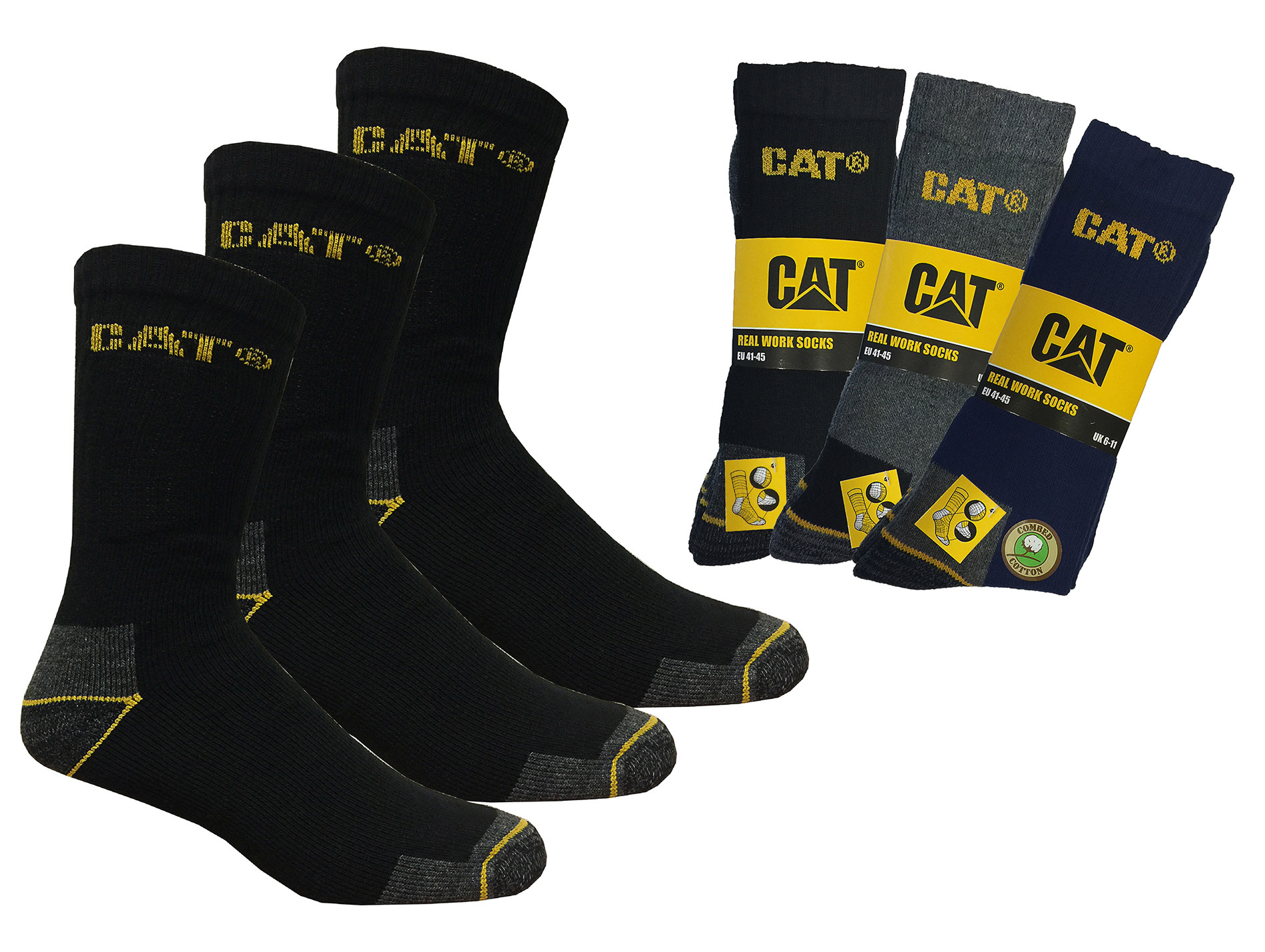Chaussettes CATERPILLAR MIX-CAT-09A coton/poly x3