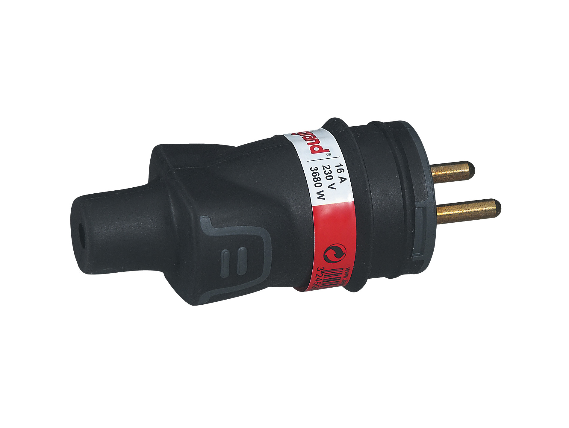 Fiche mâle 16A 2P+T caoutchouc LEGRAND