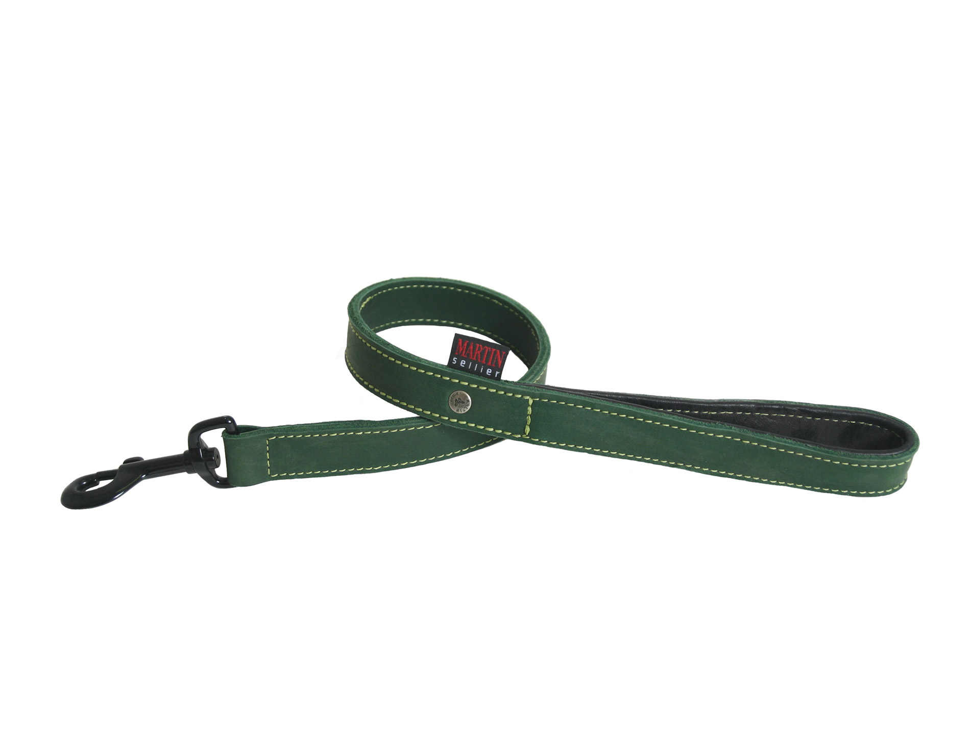 Laisse cuir huilé MARTIN SELLIER 25/70cm vert