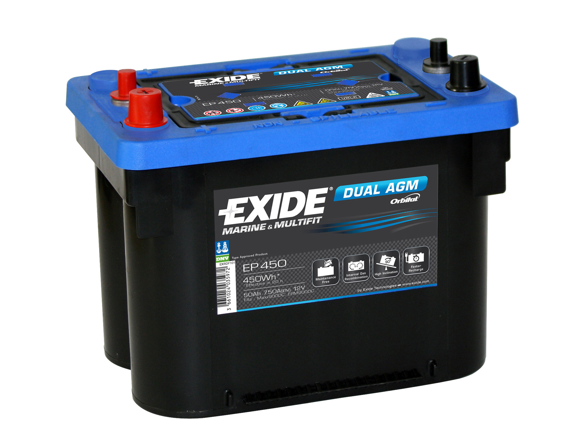 Batterie EXIDE dual agm 12V 50AH 750A(EN)