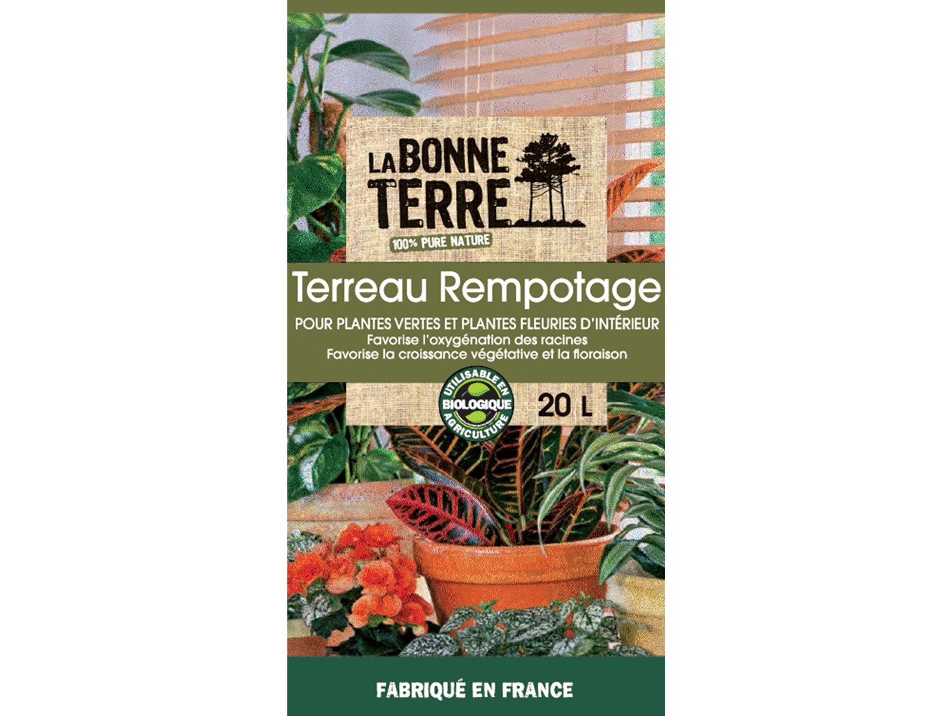 Terreau rempotage plantes vertes et fleuries LA BONNE TERRE 20L