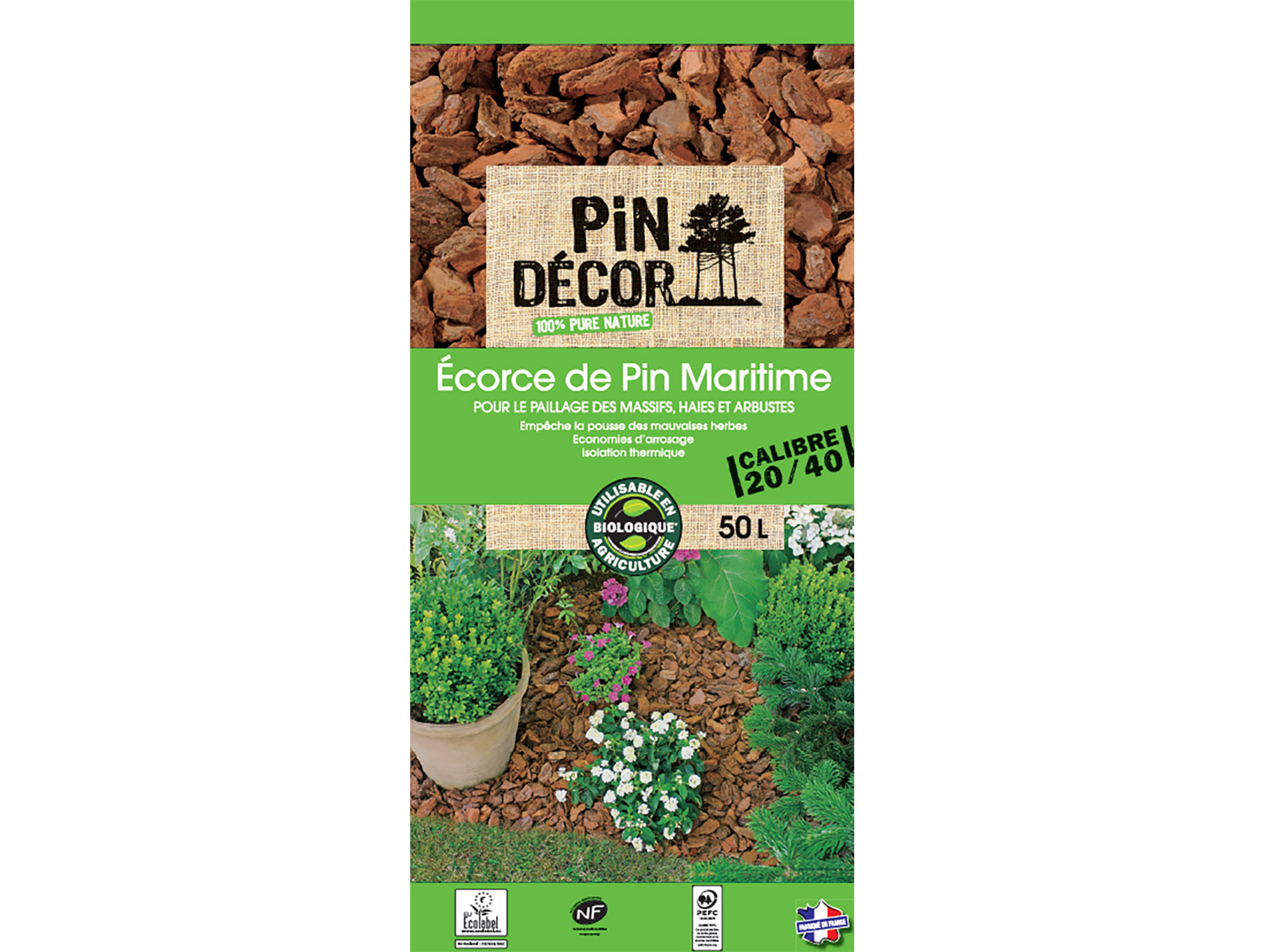 Ecorces de pin maritime LA BONNE TERRE 20/40mm 50L