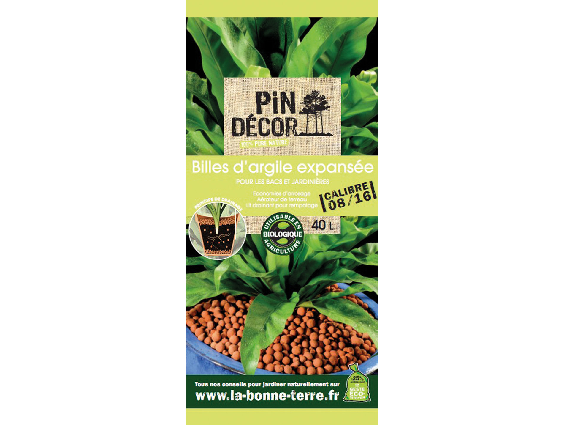Billes d'argile PIN DECOR 8/16mm 40L