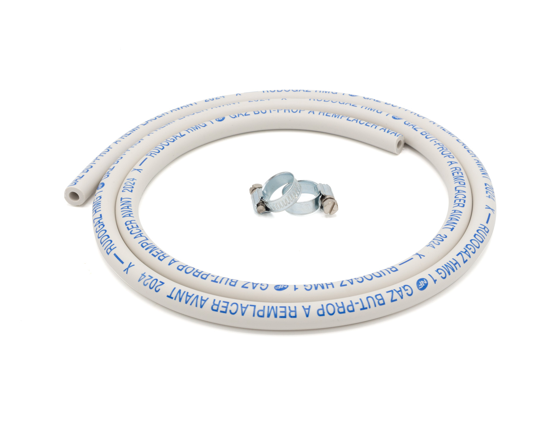 Tuyau gaz butane / propane 1,50m + colliers