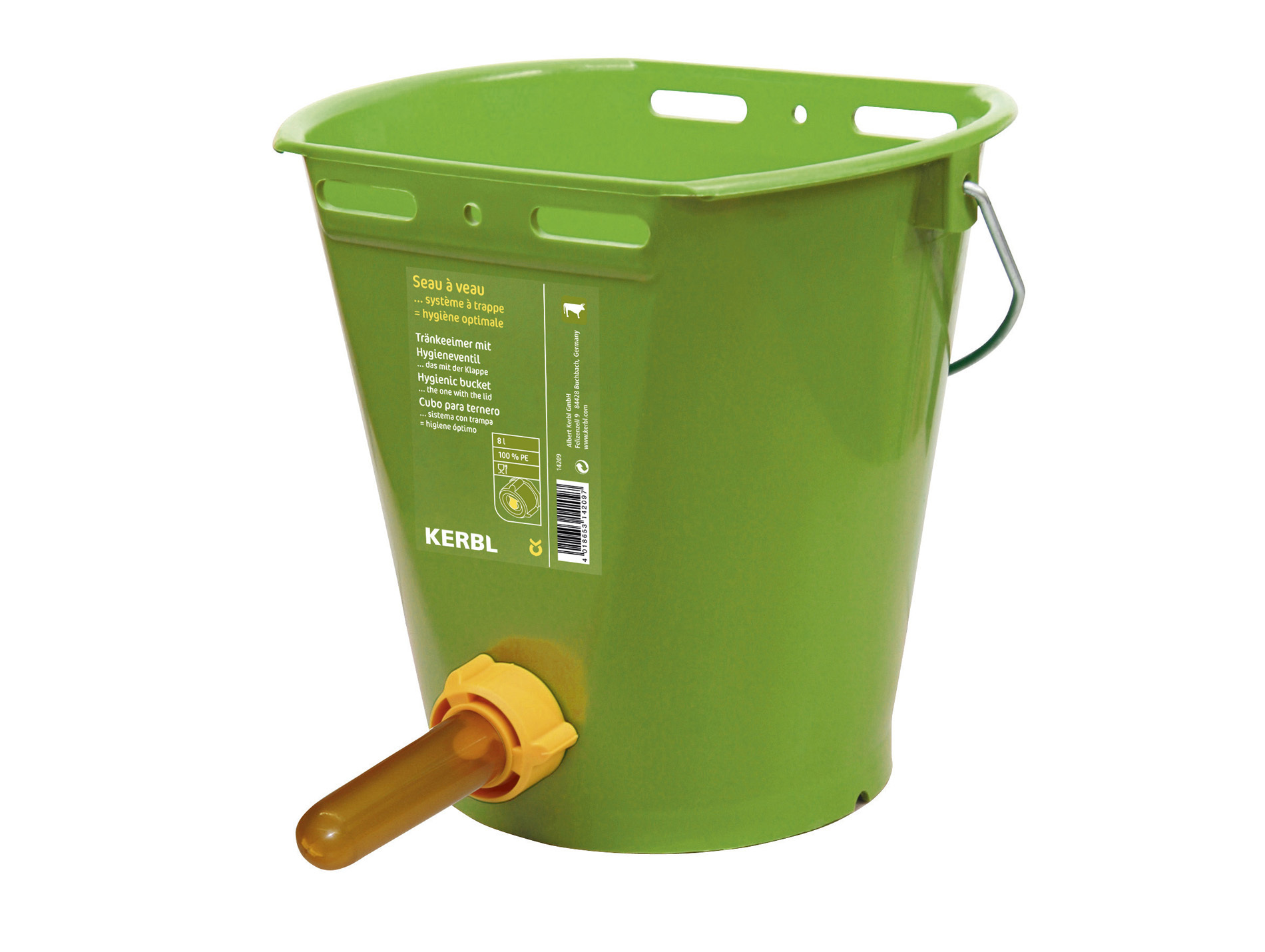 Seau à veau avec clapet hygiénique KERBL Vert 8L