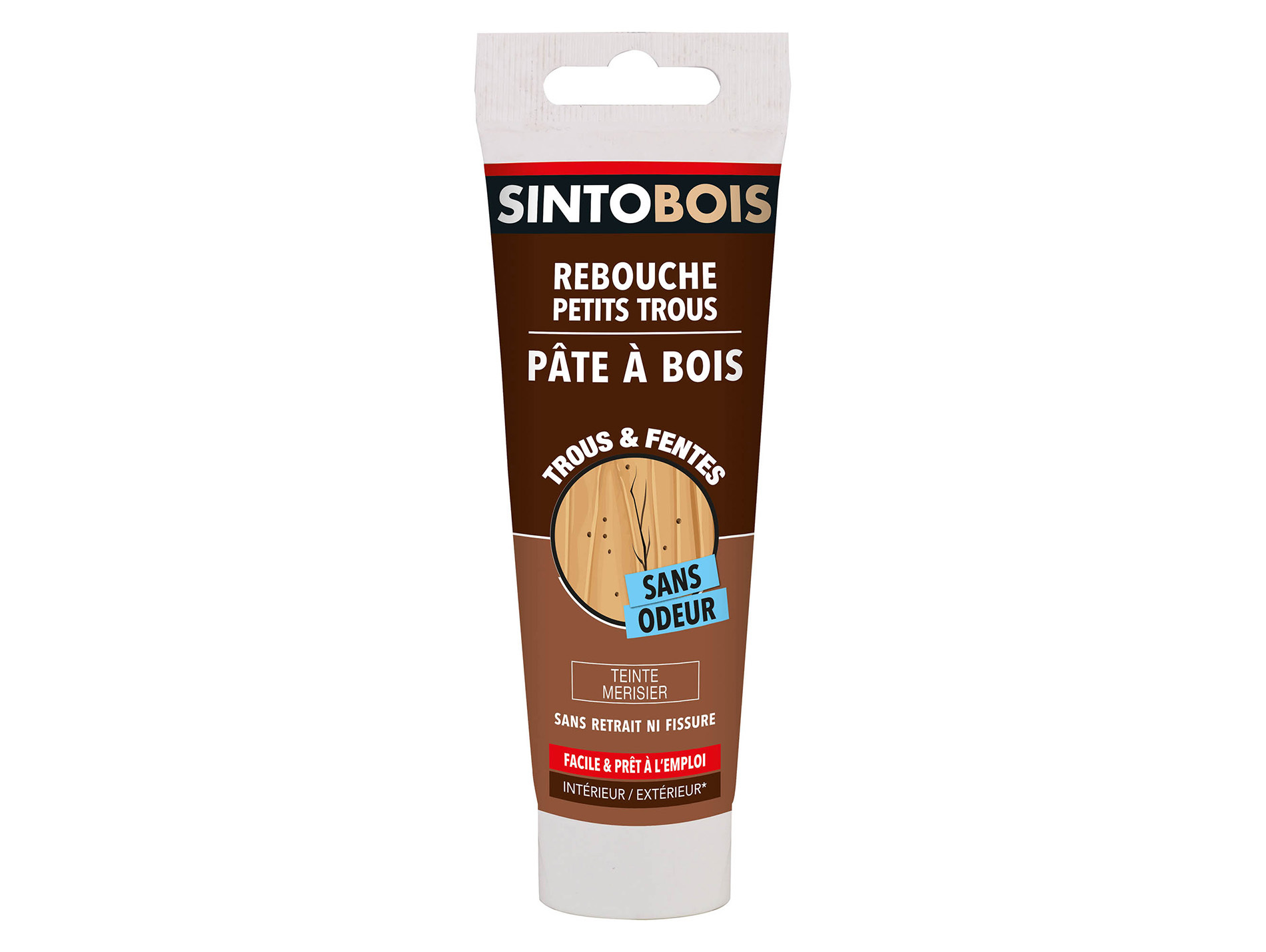Pâte à bois à l'eau SINTOBOIS trous et fentes Merisier 80g