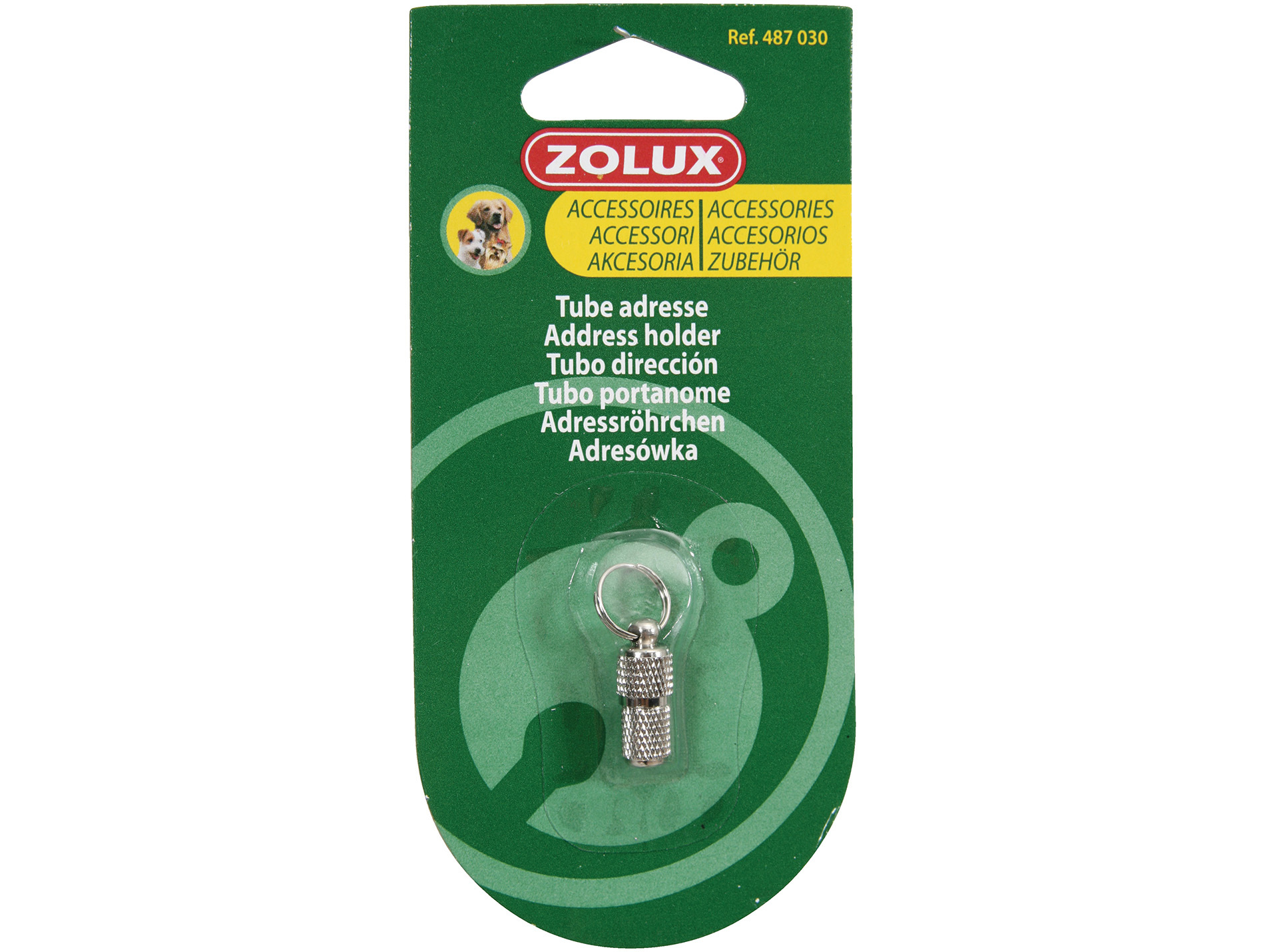 Tube adresse pour chien en métal