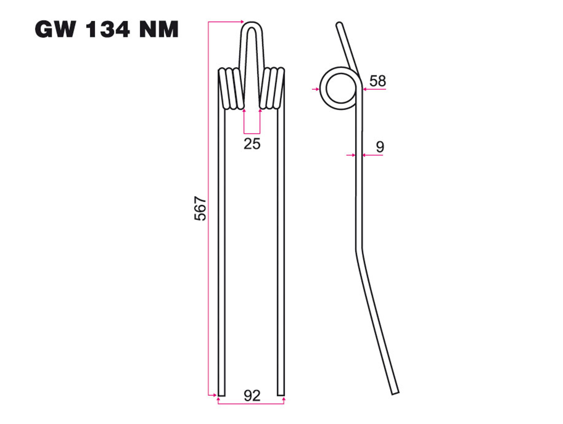 Dent andaineur DEUTZ FAHR adaptable gw134nm