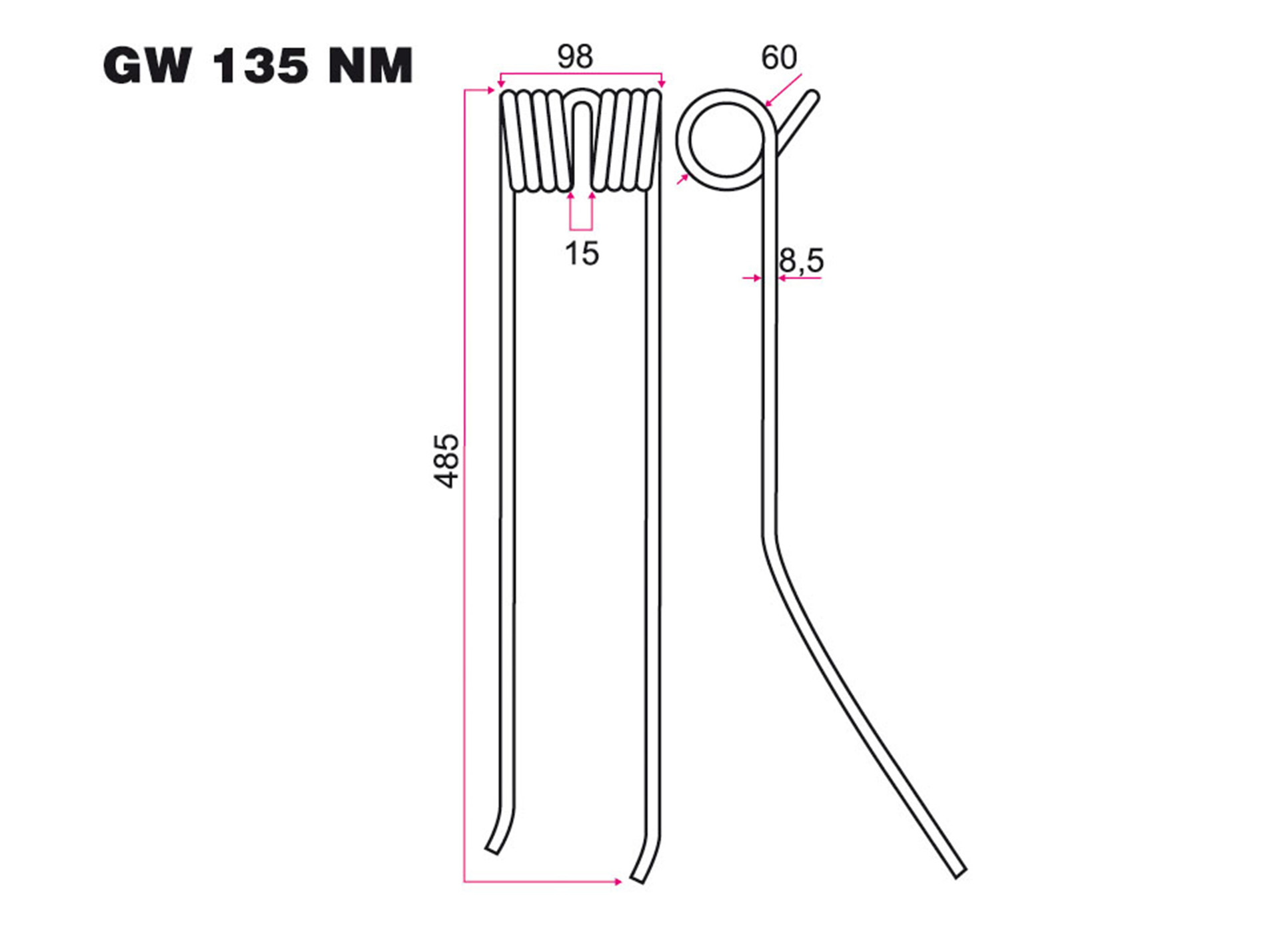 Dent andaineur KUHN adaptable gw135nm