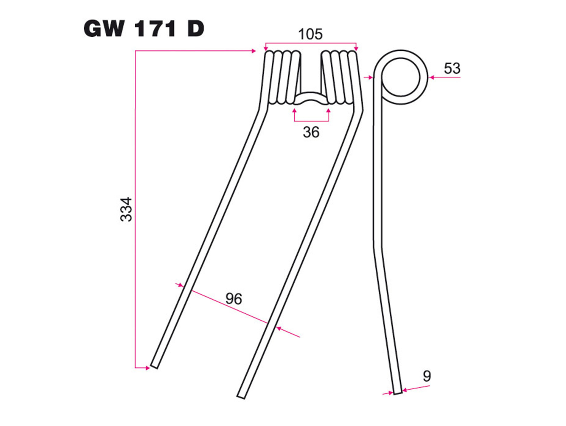 Dent faneur DEUTZ FAHR droit adaptable gw171
