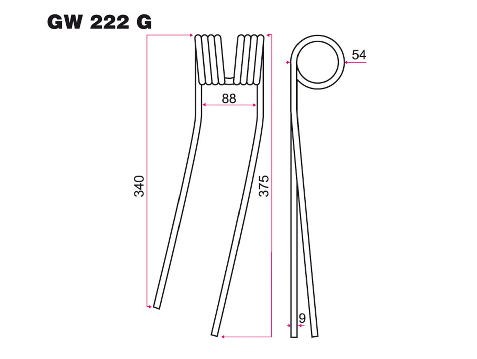Dent faneur GALFRE gauche adaptable gw222