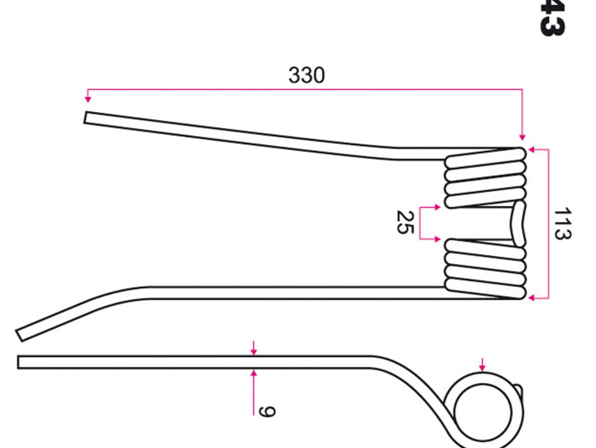 Dent faneur ZWEEGERS gauche large adaptable gw143