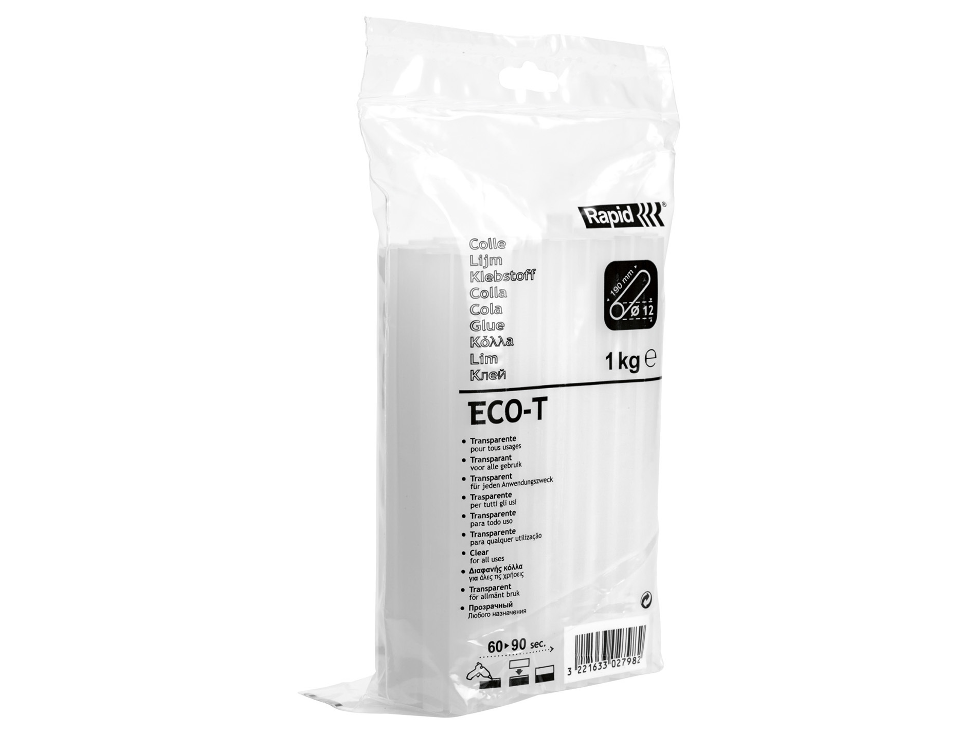 Bâtons de colle ECO-T Ø12mm transparent 1kg