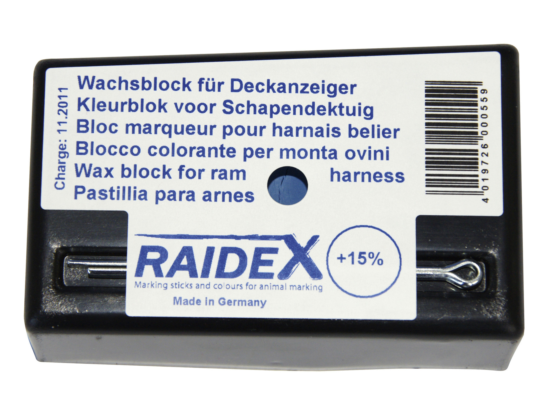 Bloc marqueur RAIDEX pour harnais bélier bleu
