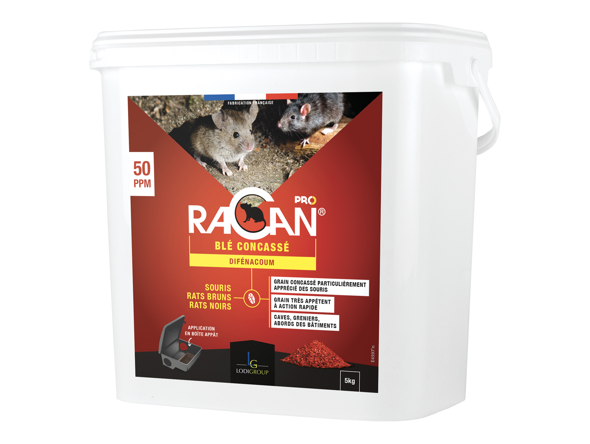 Blé concassé raticide 5kg - USAGE RESERVÉ AUX PROFESSIONNELS