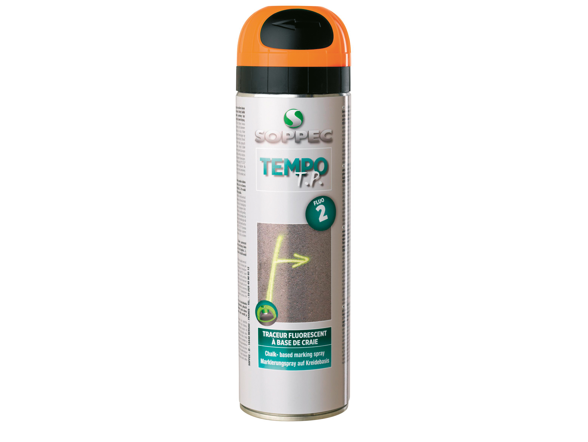 Peinture aérosol SOPPEC Tempo Orange fluo 500ml