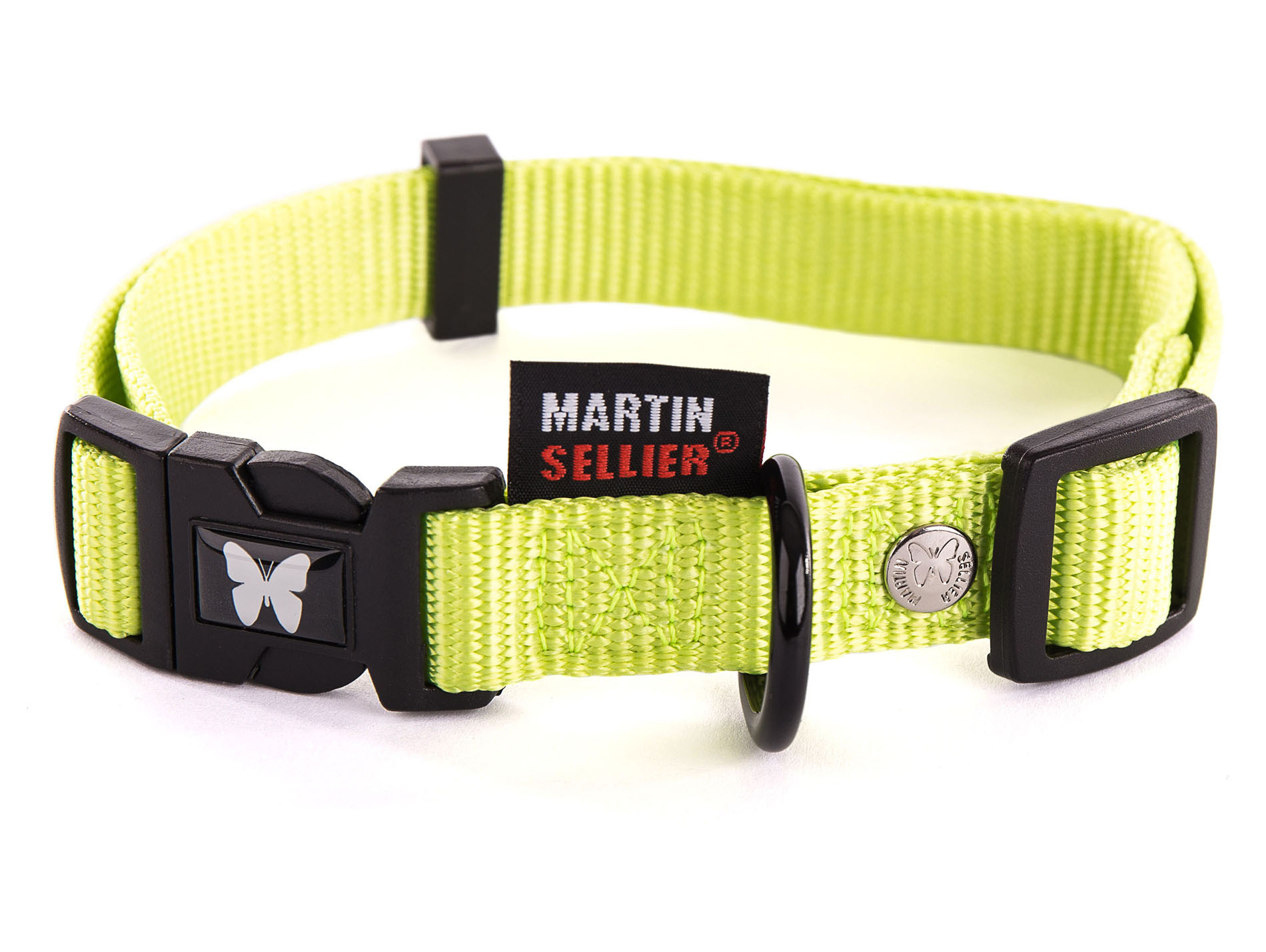 Collier en nylon réglable MARTIN SELLIER l.10mm L.30cm vert