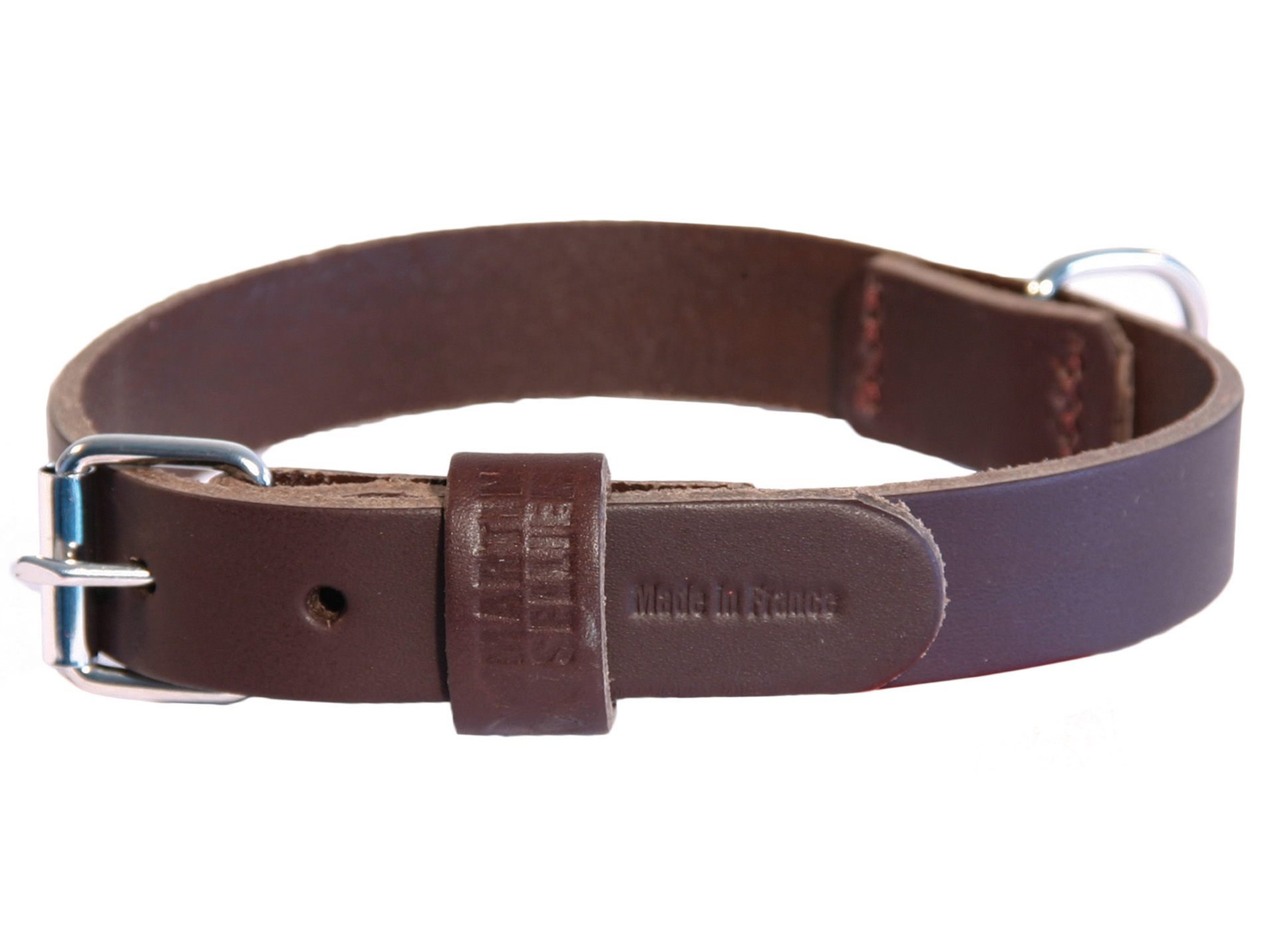 Collier cuir MARTIN SELLIER l.16mm L.30cm marron
