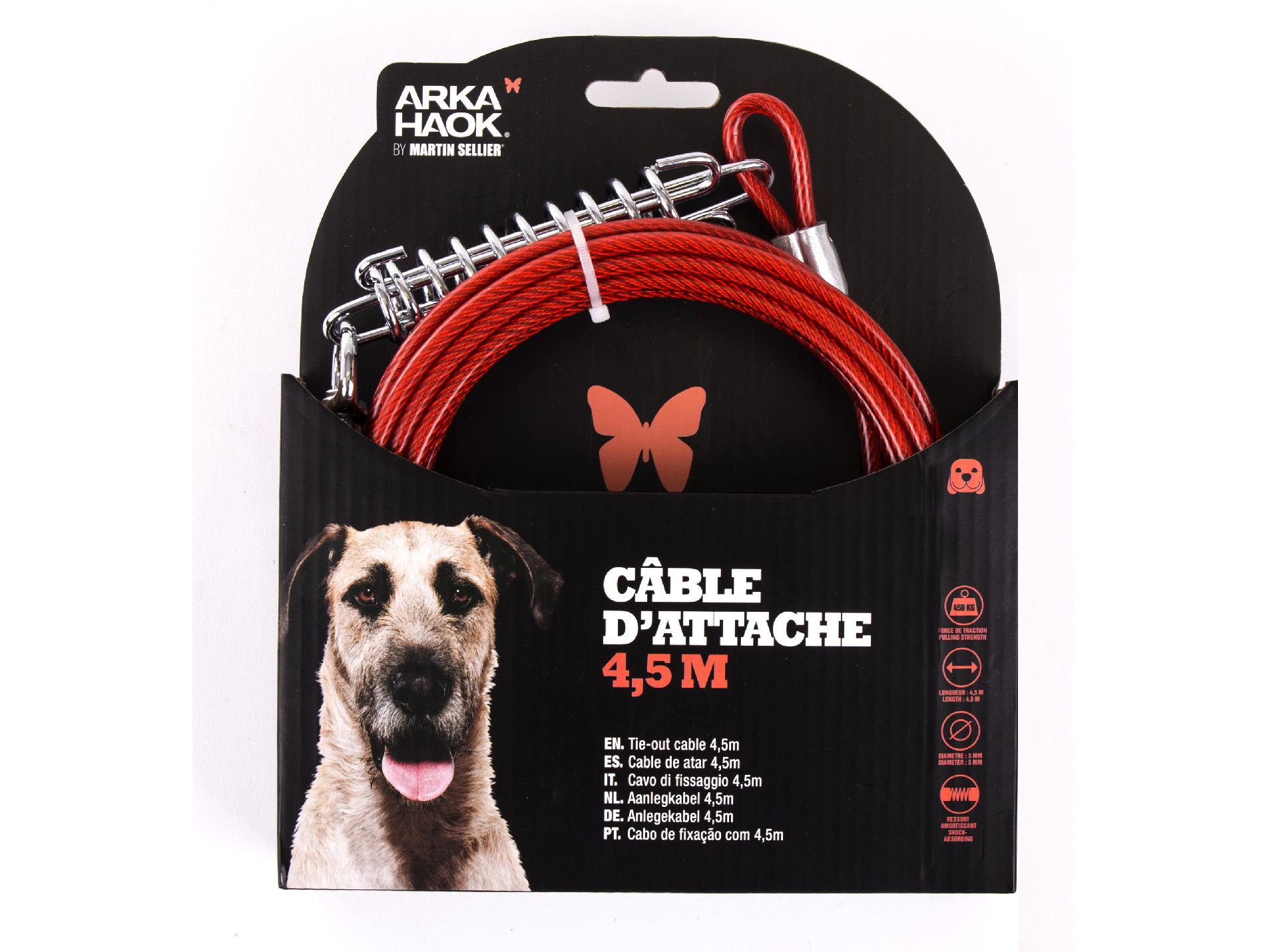 Câble d'attache pour chien avec ressort MARTIN SELLIER L.4,5m
