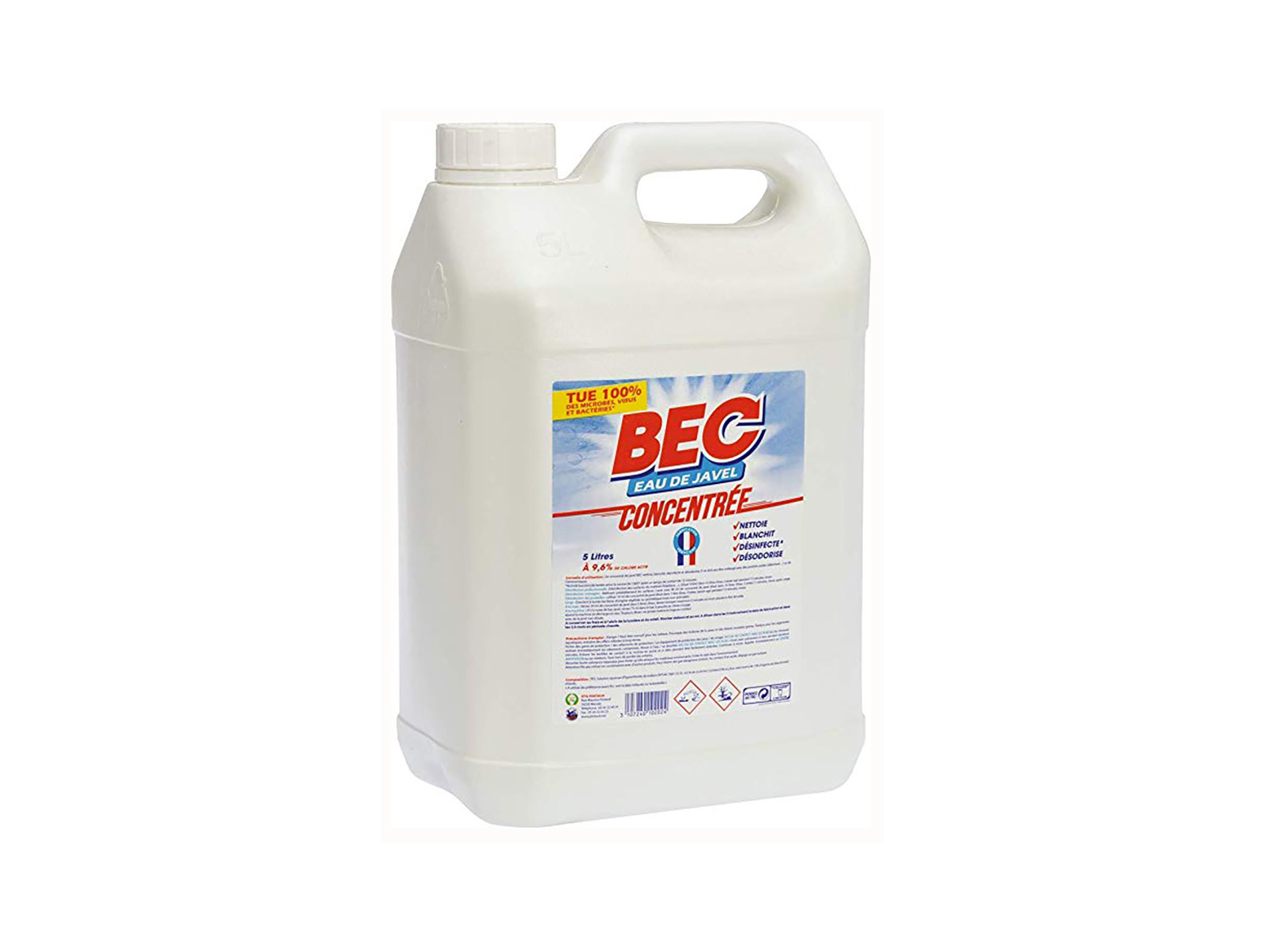 Eau de javel concentrée 36° 9.6% PINTAUD chlore actif 5L